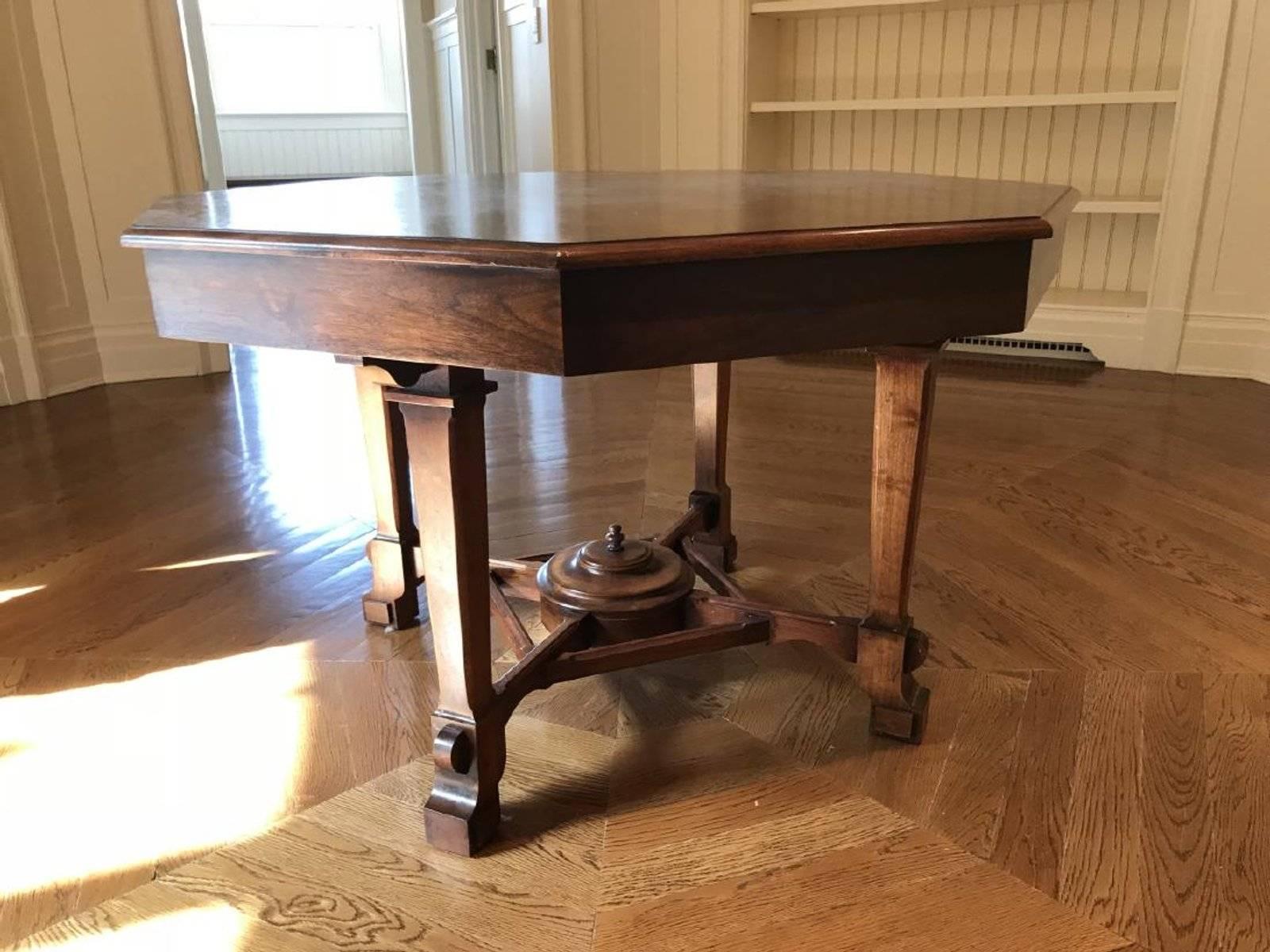 Regency Revival Octagonal Mahogany Center Table