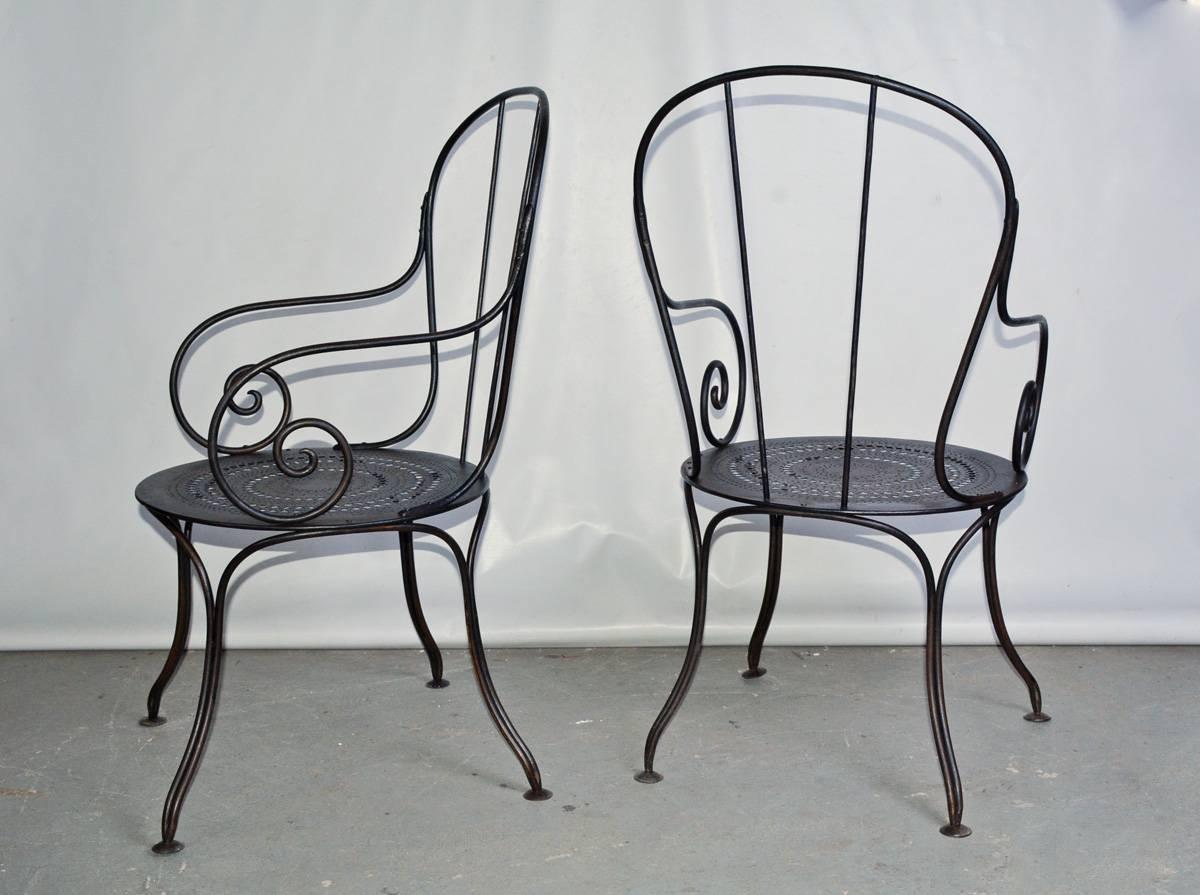 Other Pair of Antique French Wrought Iron Park Armchairs