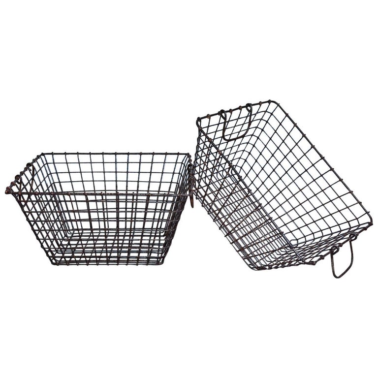 English Divided Wire Basket Caddy with Terracotta Staffordshire Herb