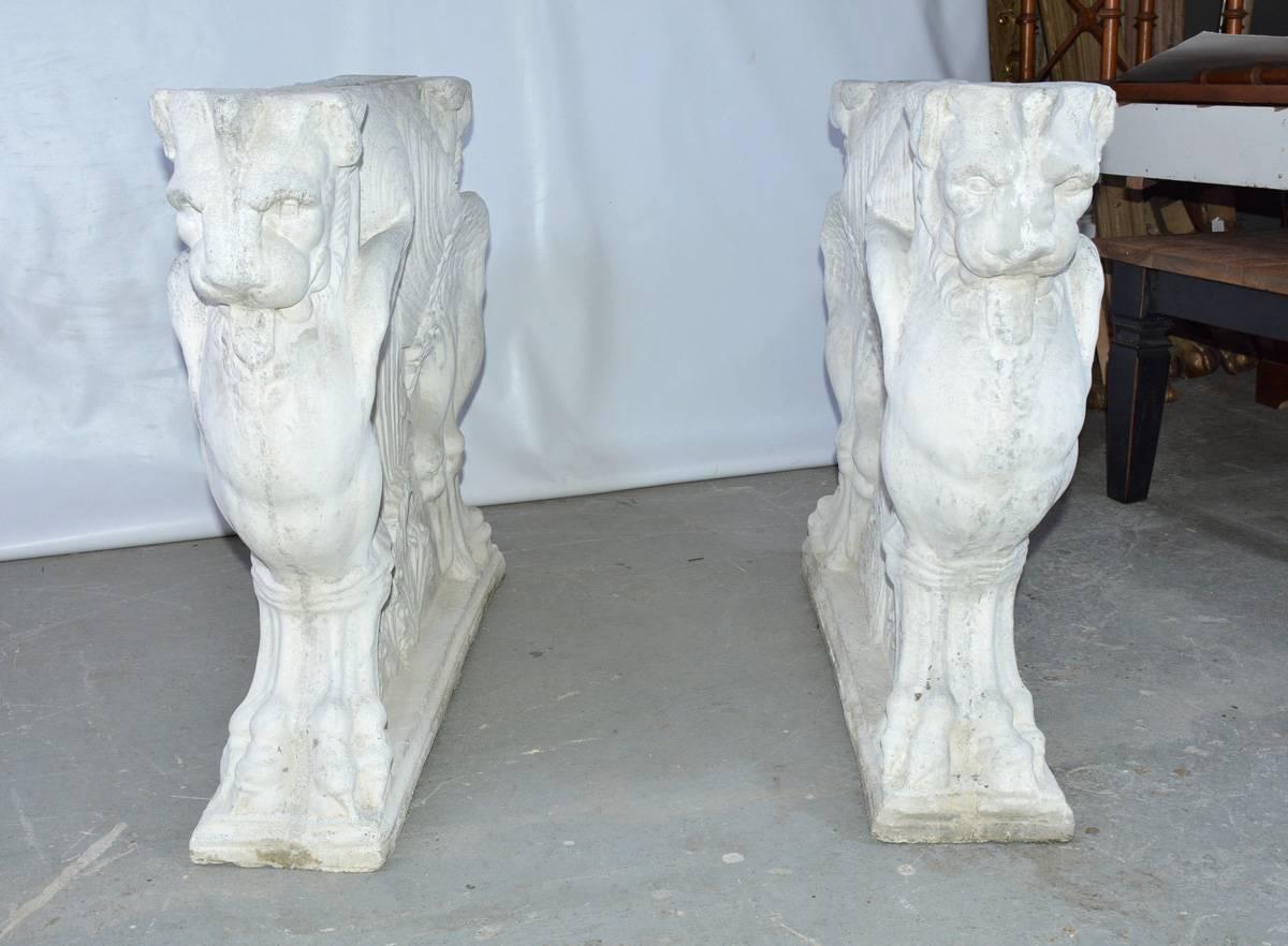 Classical Roman Pair of Italian Neoclassical Style Griffons Table Pedestals For Sale