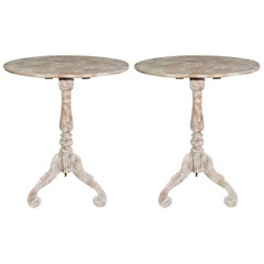 Antique Pair of Oval Swedish Style Pedestal Tables