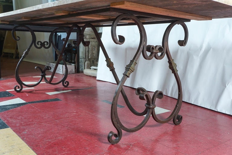 wrought iron dining table base only