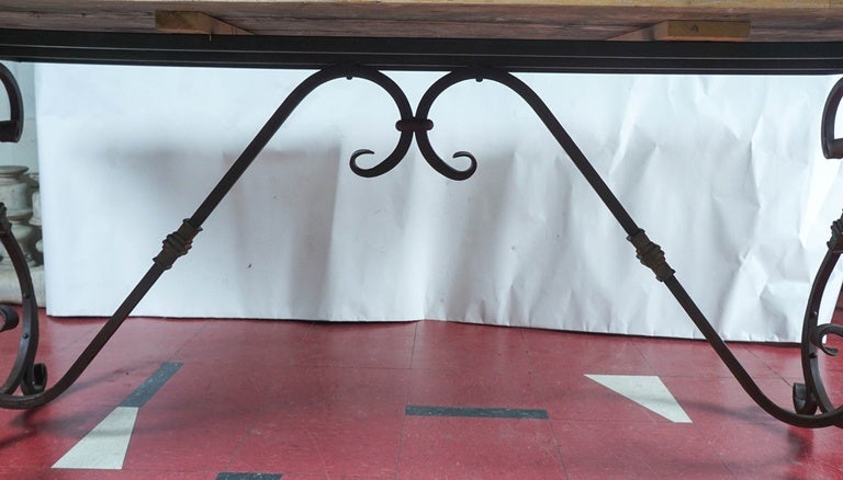 Belgian Large Baroque Style Wrought Iron Garden Table Base--Table Base Only