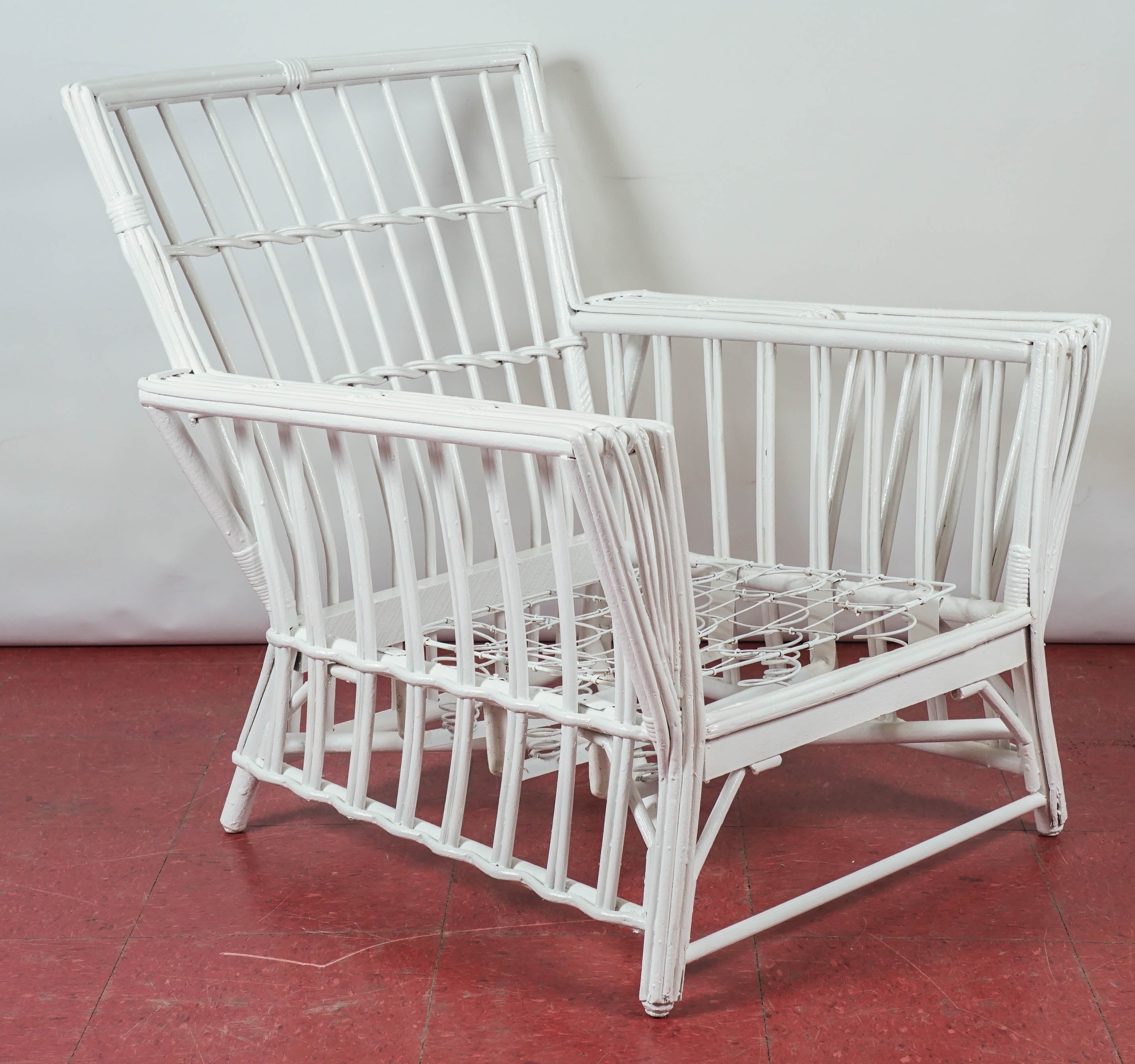 Antique Stick Wicker Armchair