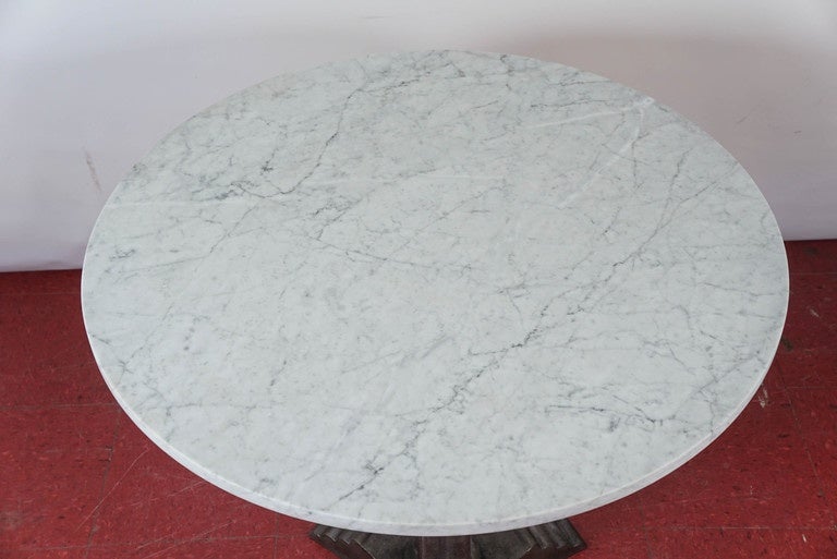 Cast French Art Deco Marble Top Bistro Cafe Table