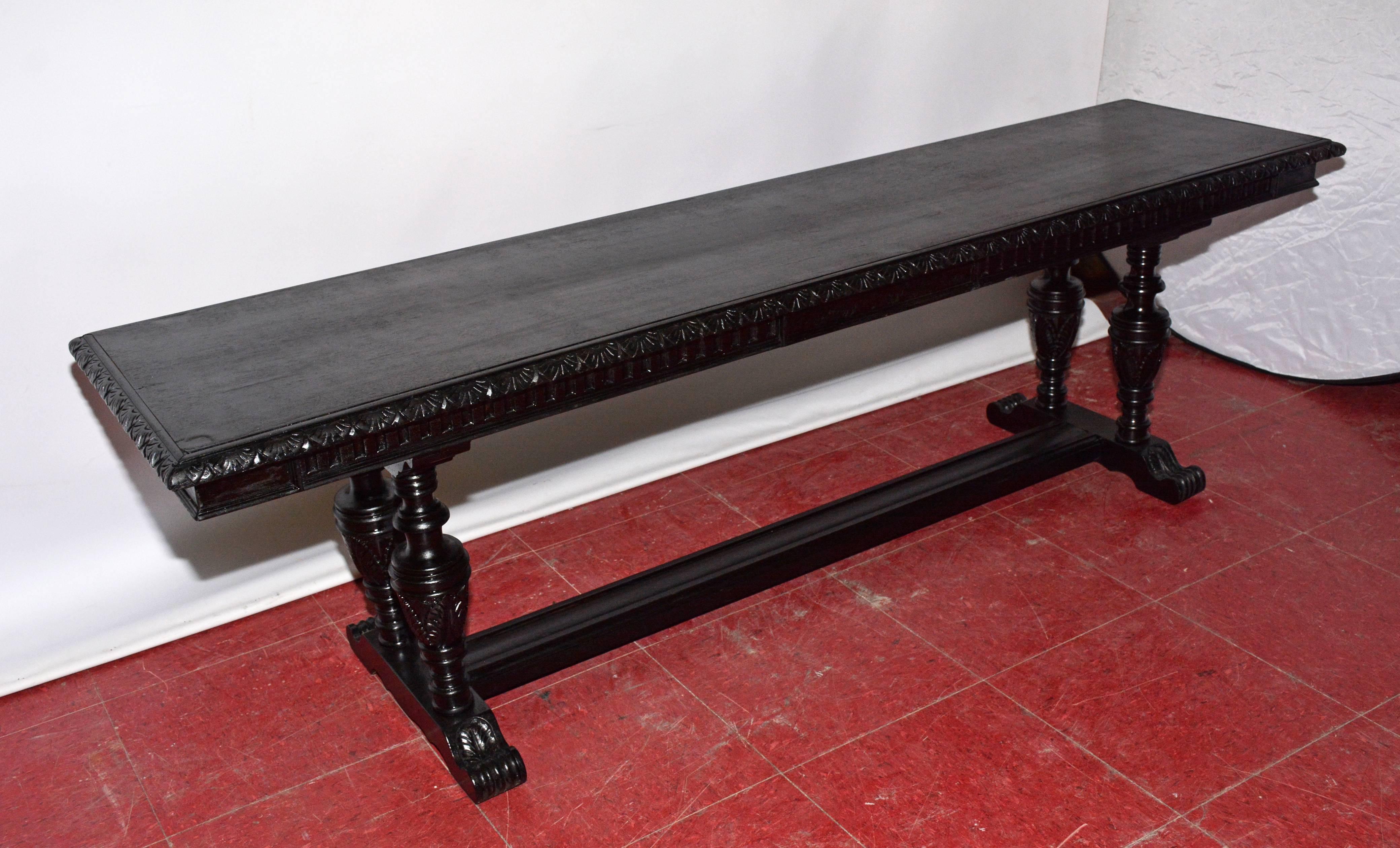 Baroque Style Carved Mahogany Bench 2