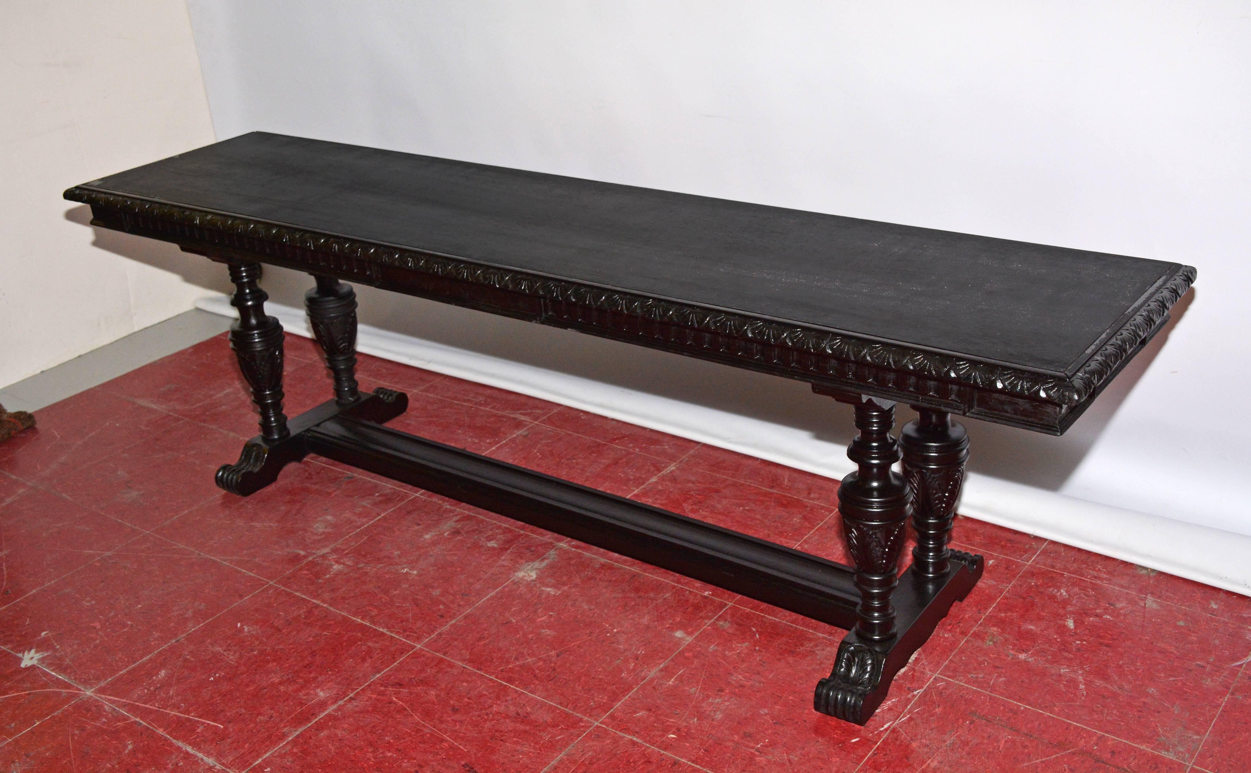 19th Century Baroque Style Carved Mahogany Bench