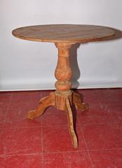 Antique Round Teak Pedestal Table
