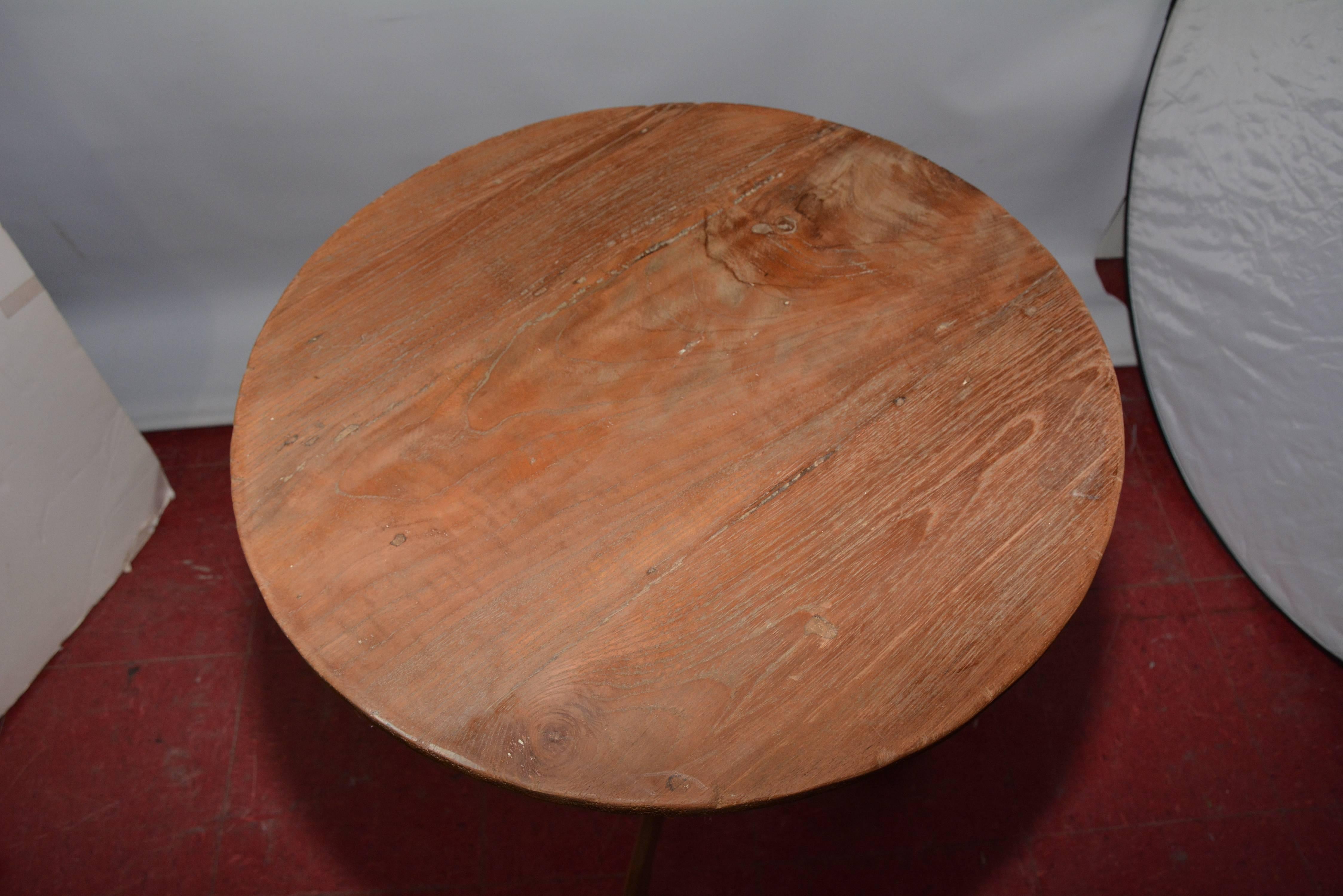Dutch Colonial Antique Round Teak Pedestal Table