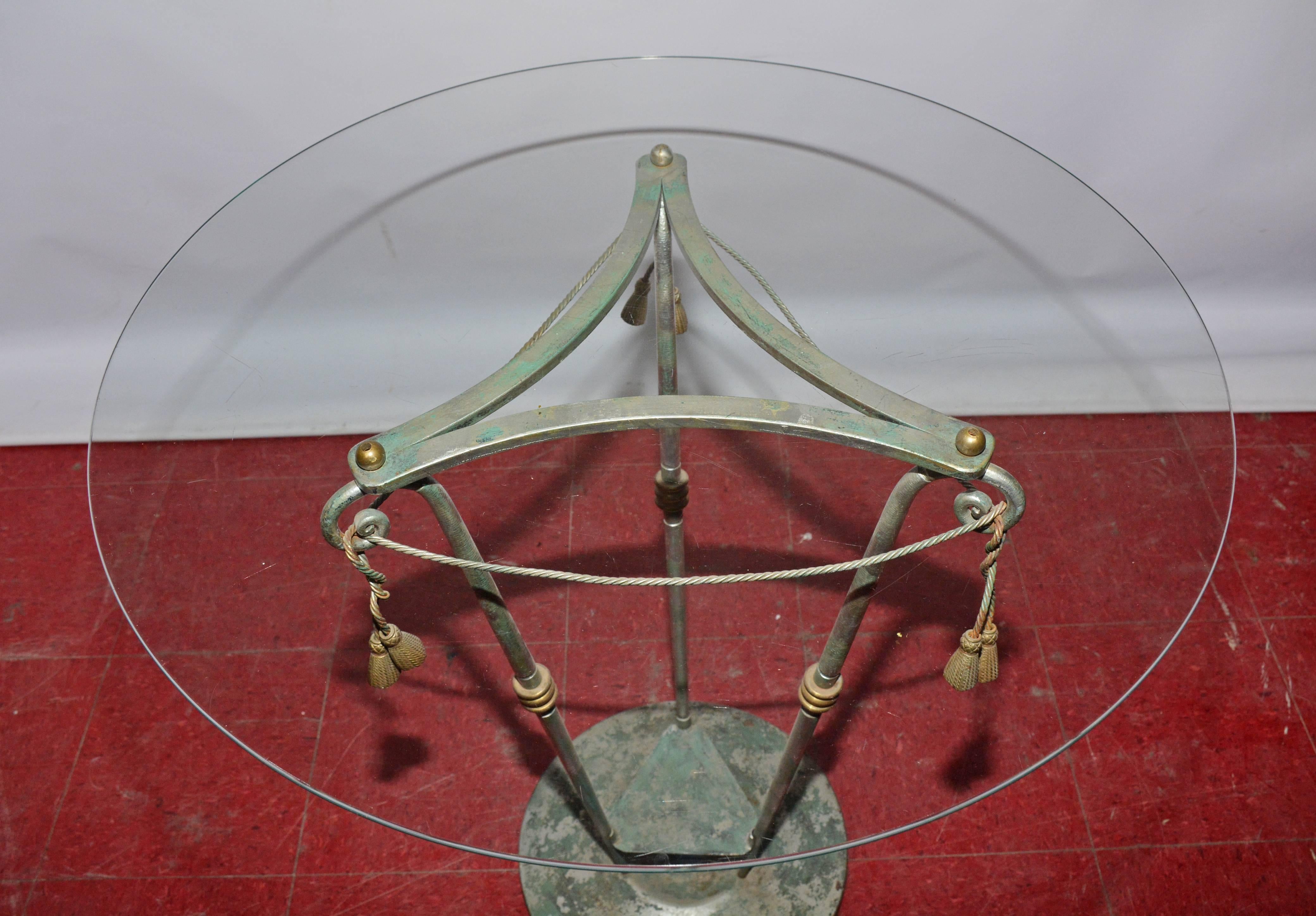 Other Neoclassical Iron and Glass Center Table For Sale