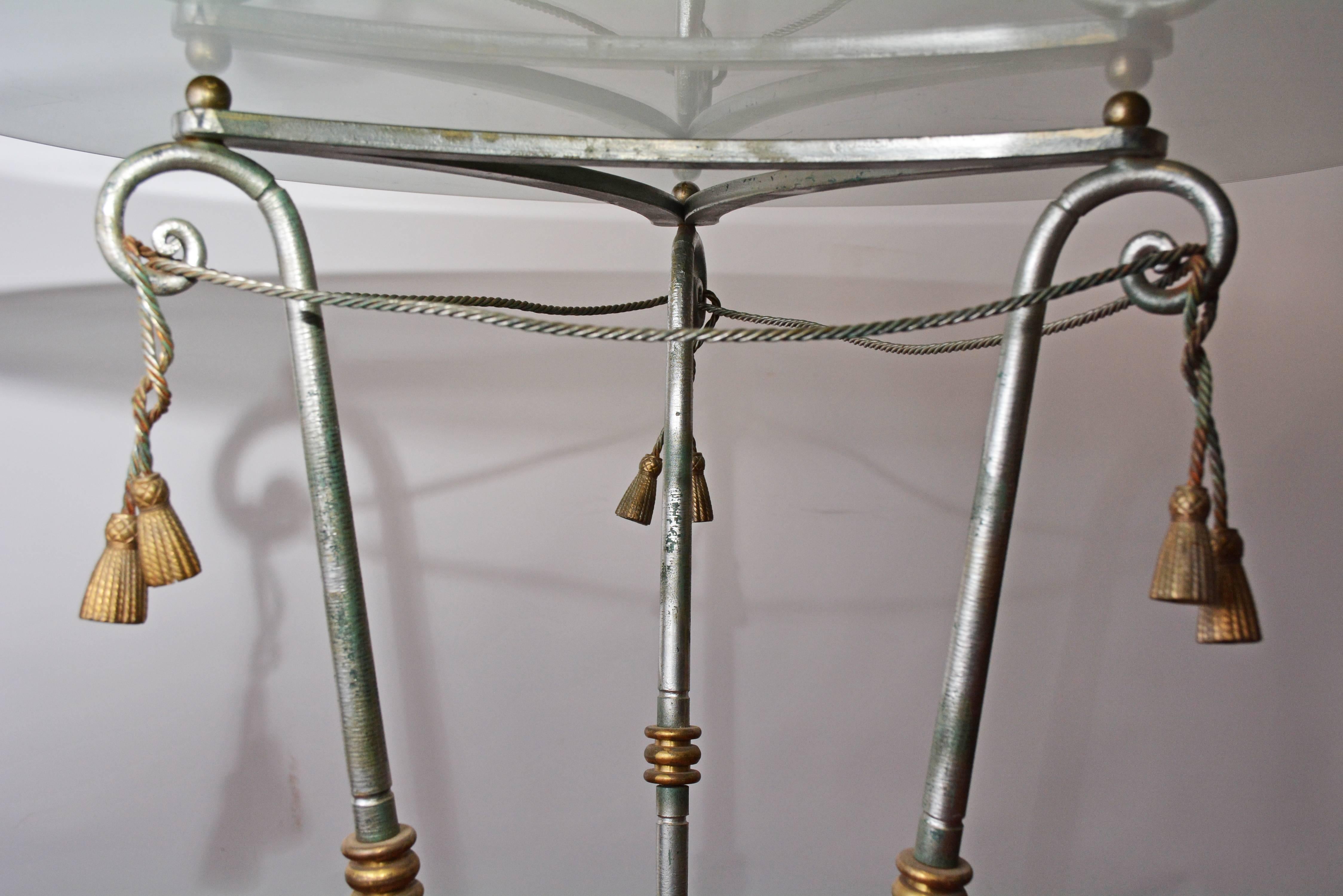 Unknown Neoclassical Iron and Glass Center Table For Sale