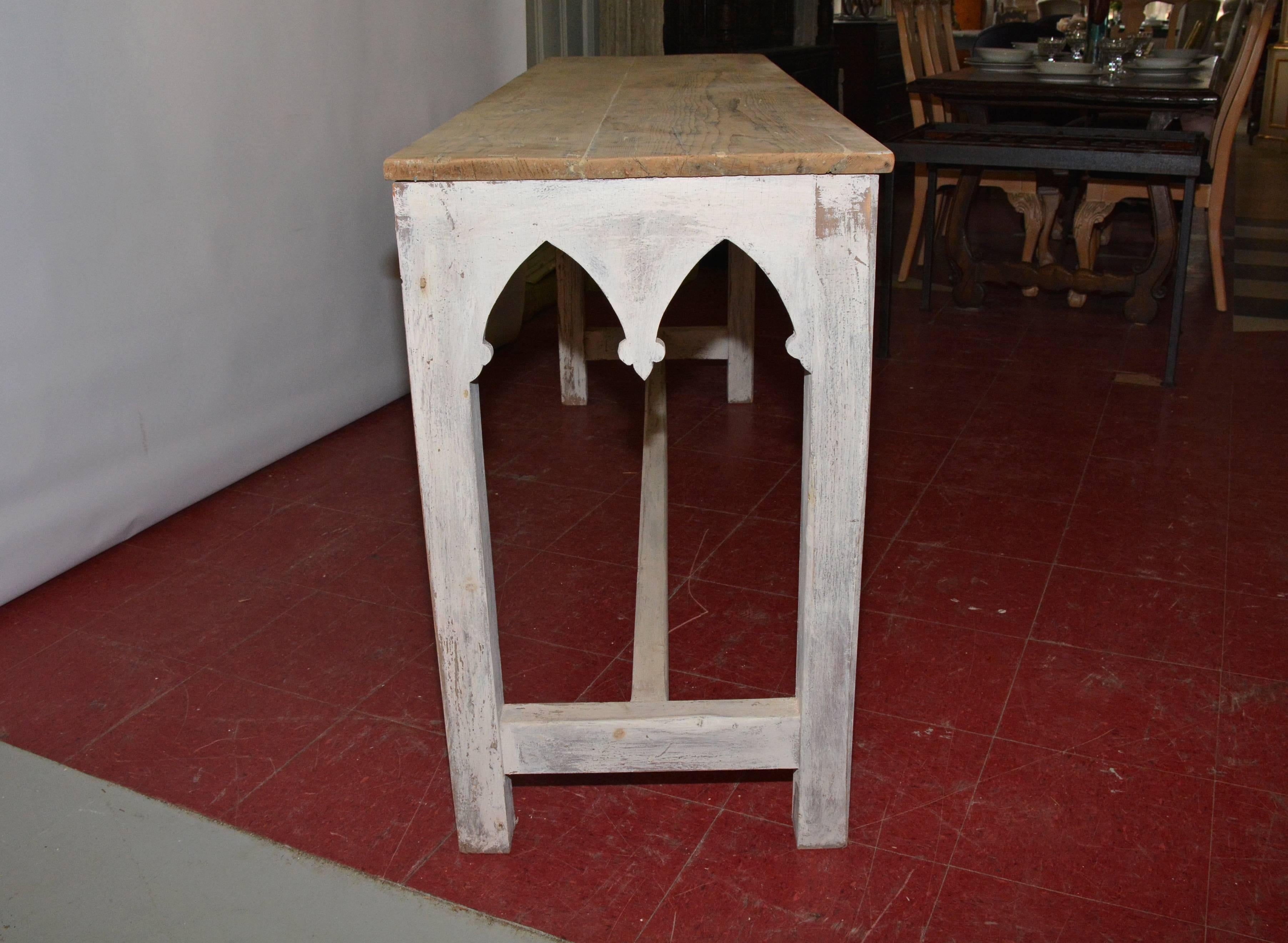 Hand-Crafted Rustic Regency-Style Console Table