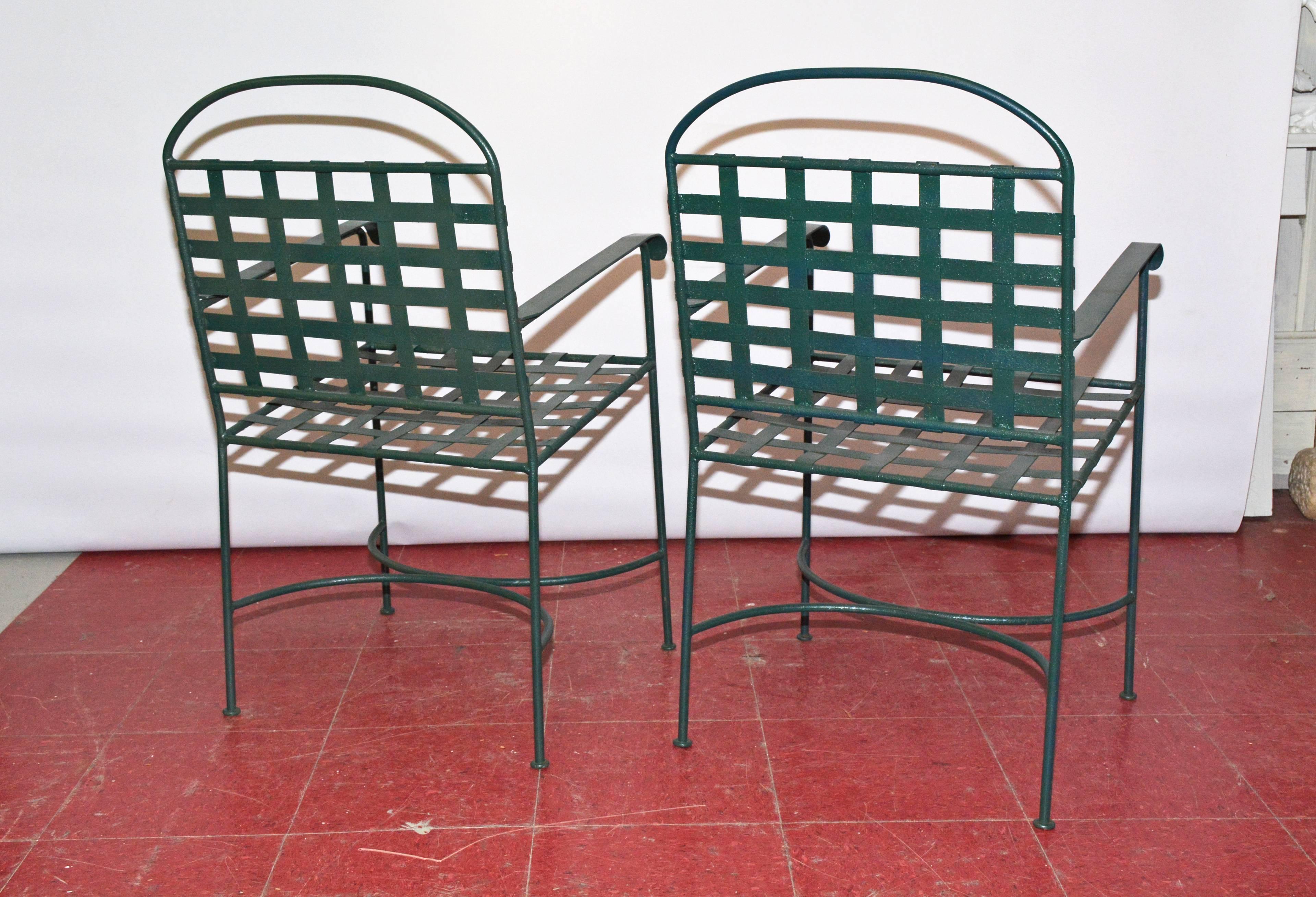 American Set of Four Vintage Green Porch/Terrace Armchairs