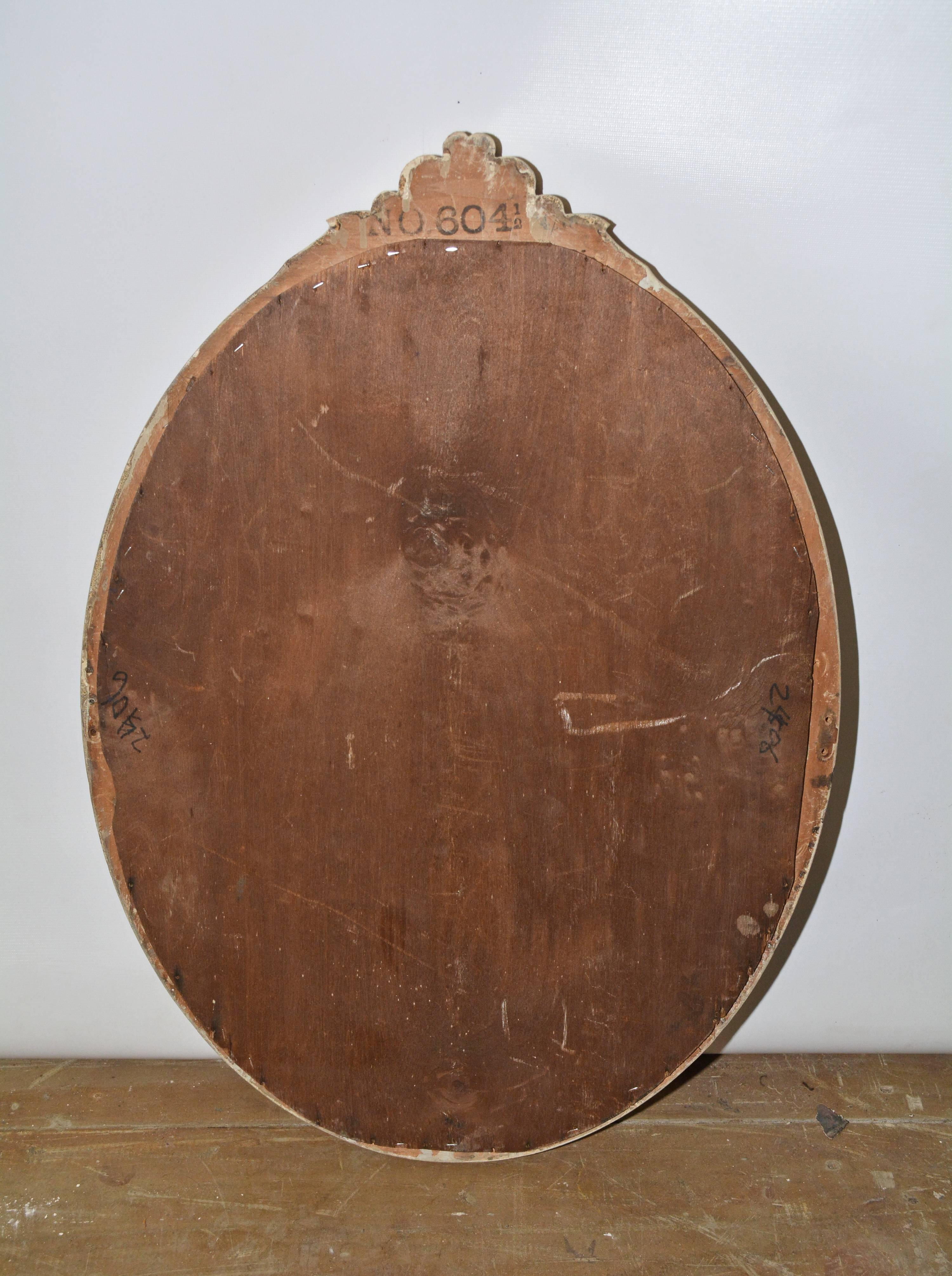 Silvered 19th Century Oval Painted Mirror