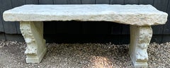 Antique Italian Neo-Classical Marble Stone Garden Bench