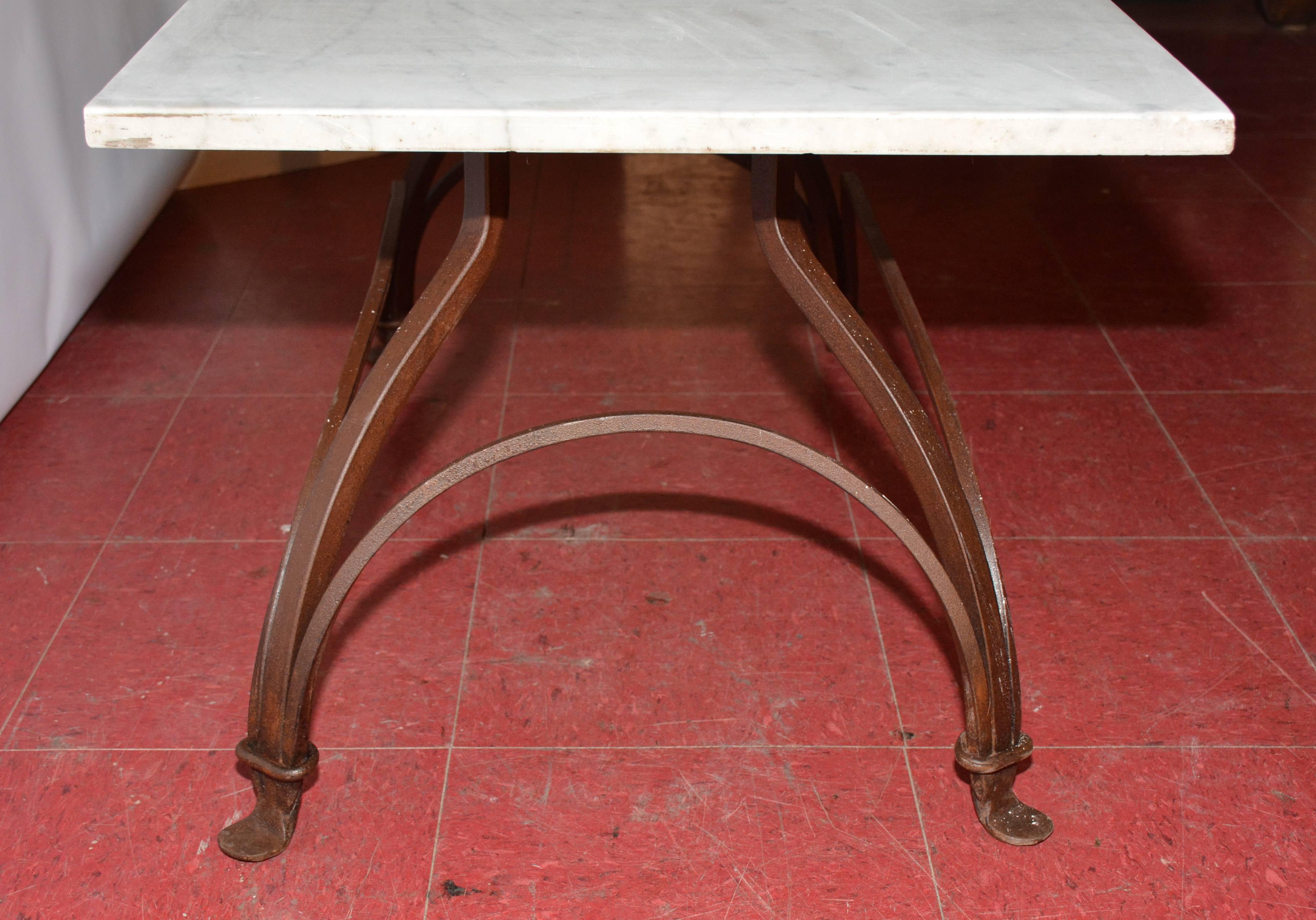 Hand-Crafted Marble and Wrought Iron Coffee Table