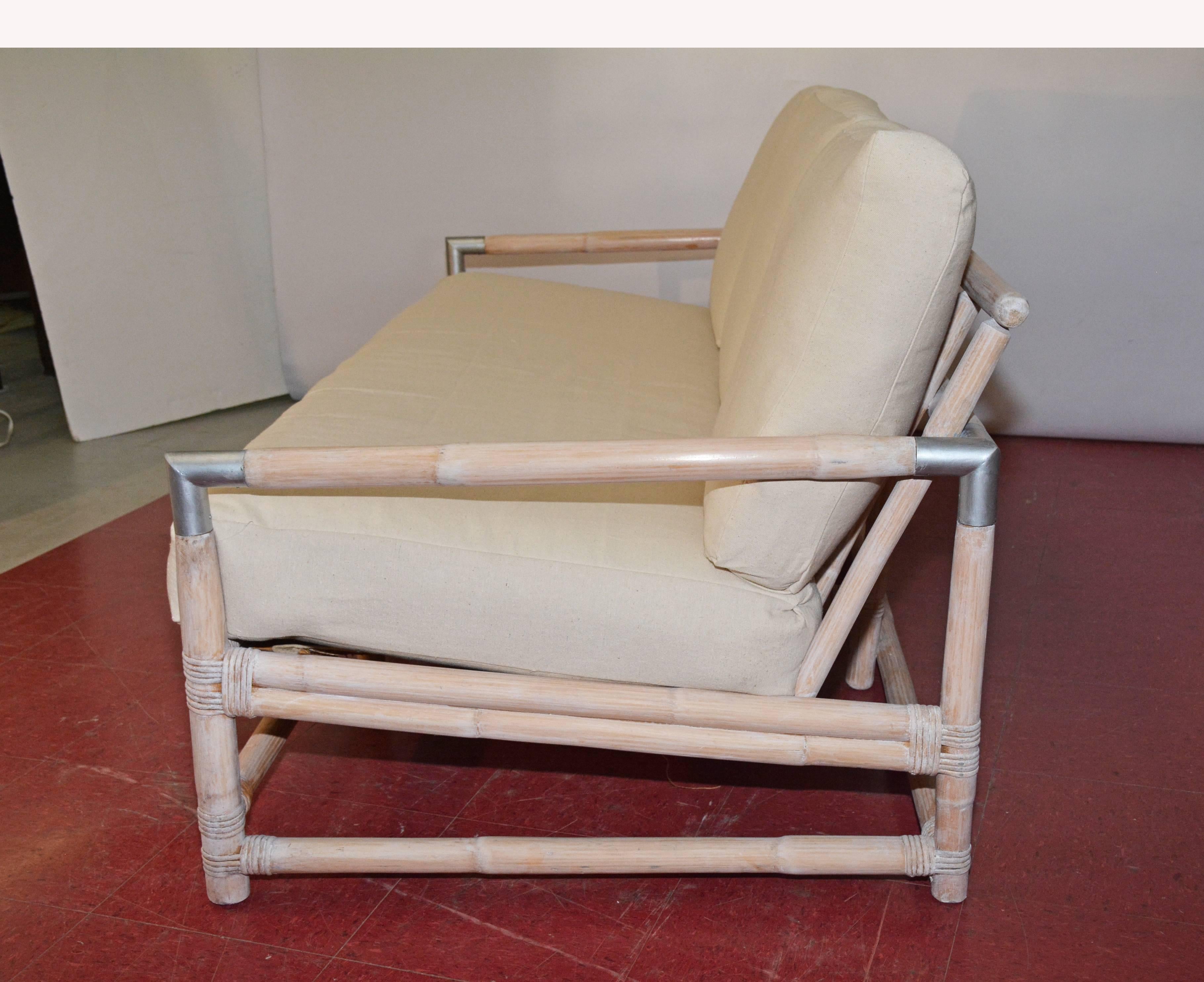 North American Mid-Century Ficks Reed Bamboo Sofa For Sale
