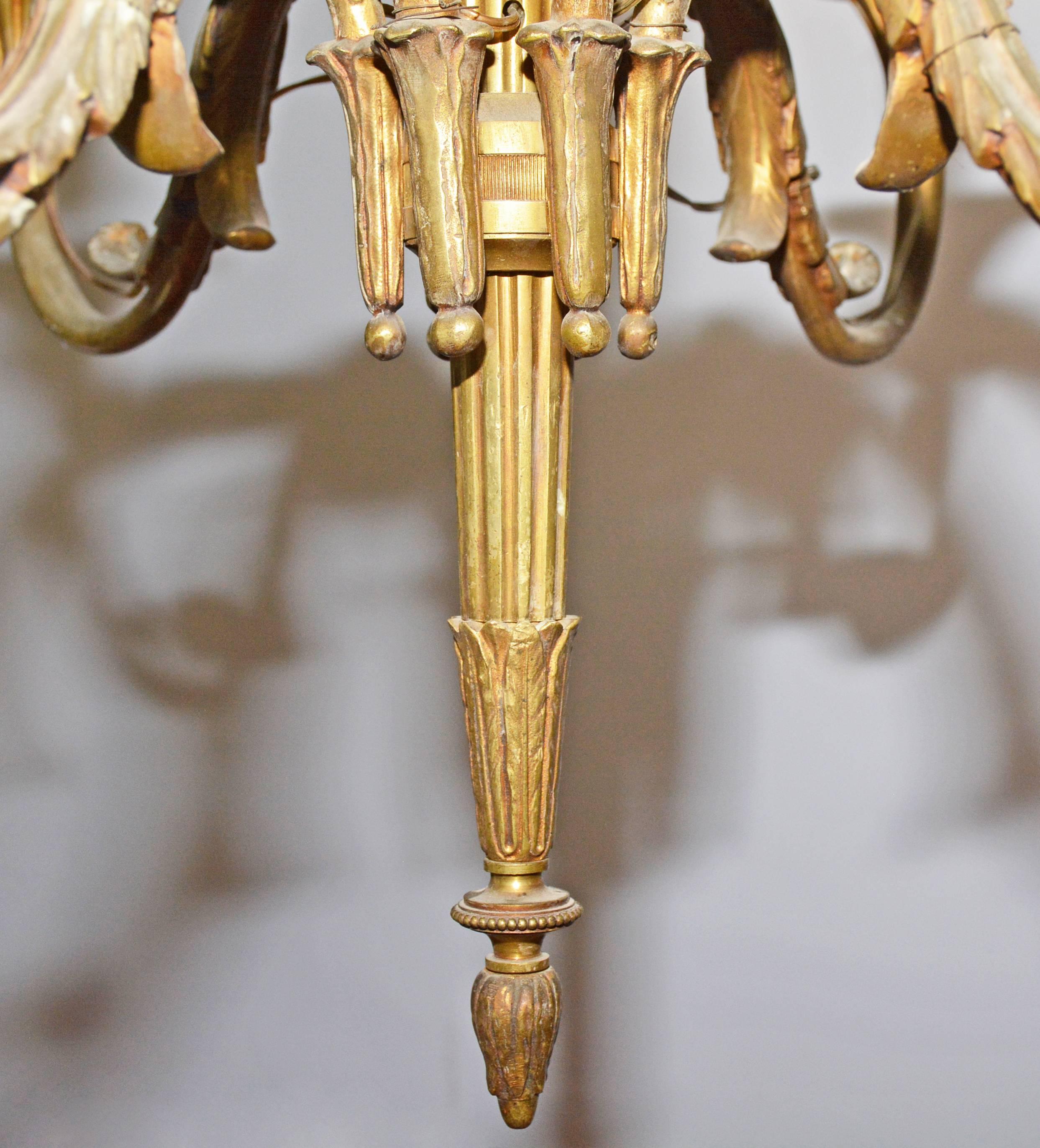 Bronze 19th Century French Louis XVI Style Six-Arm Chandelier