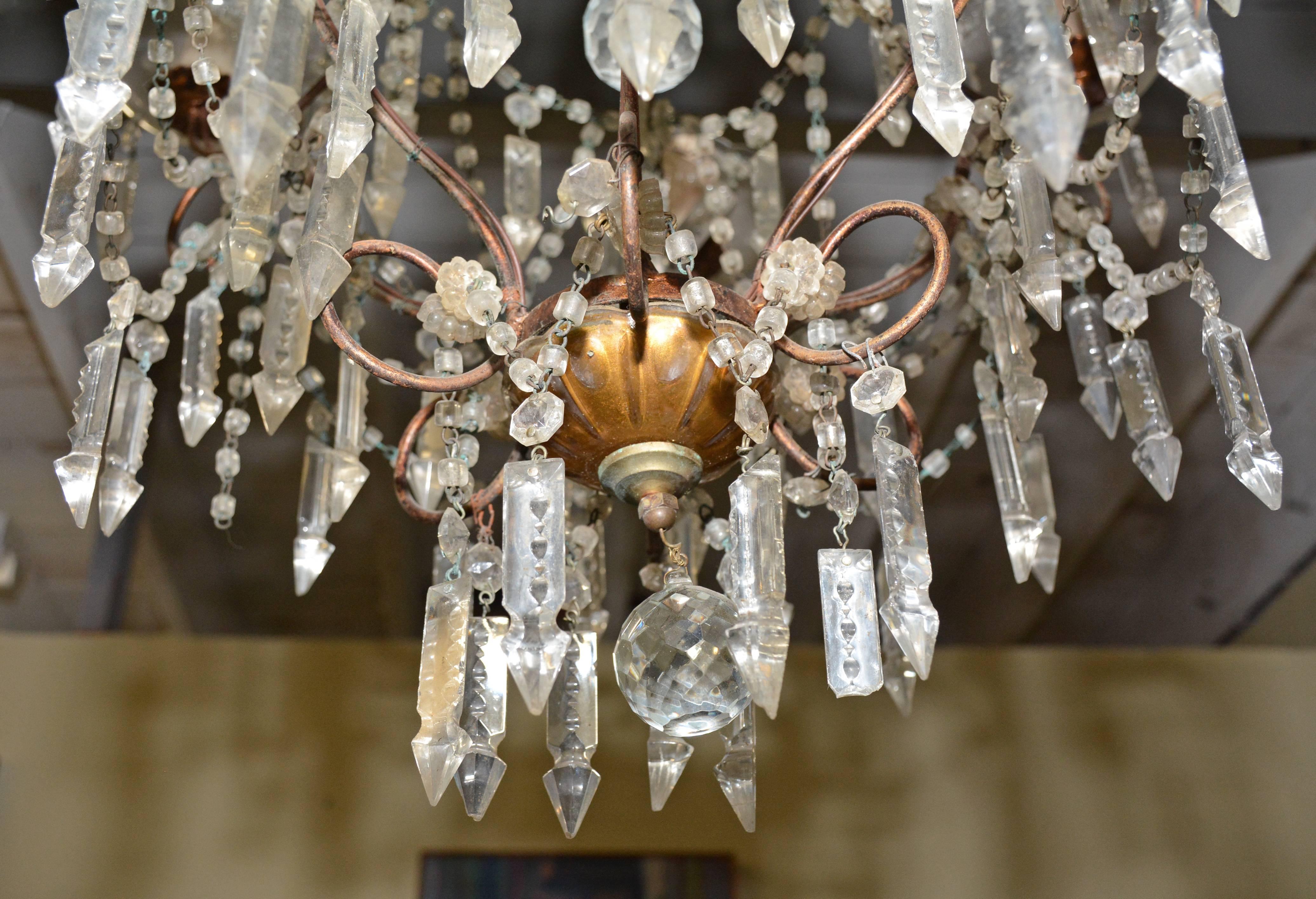 Neoclassical Revival Vintage Six-Branch Crystal Chandelier
