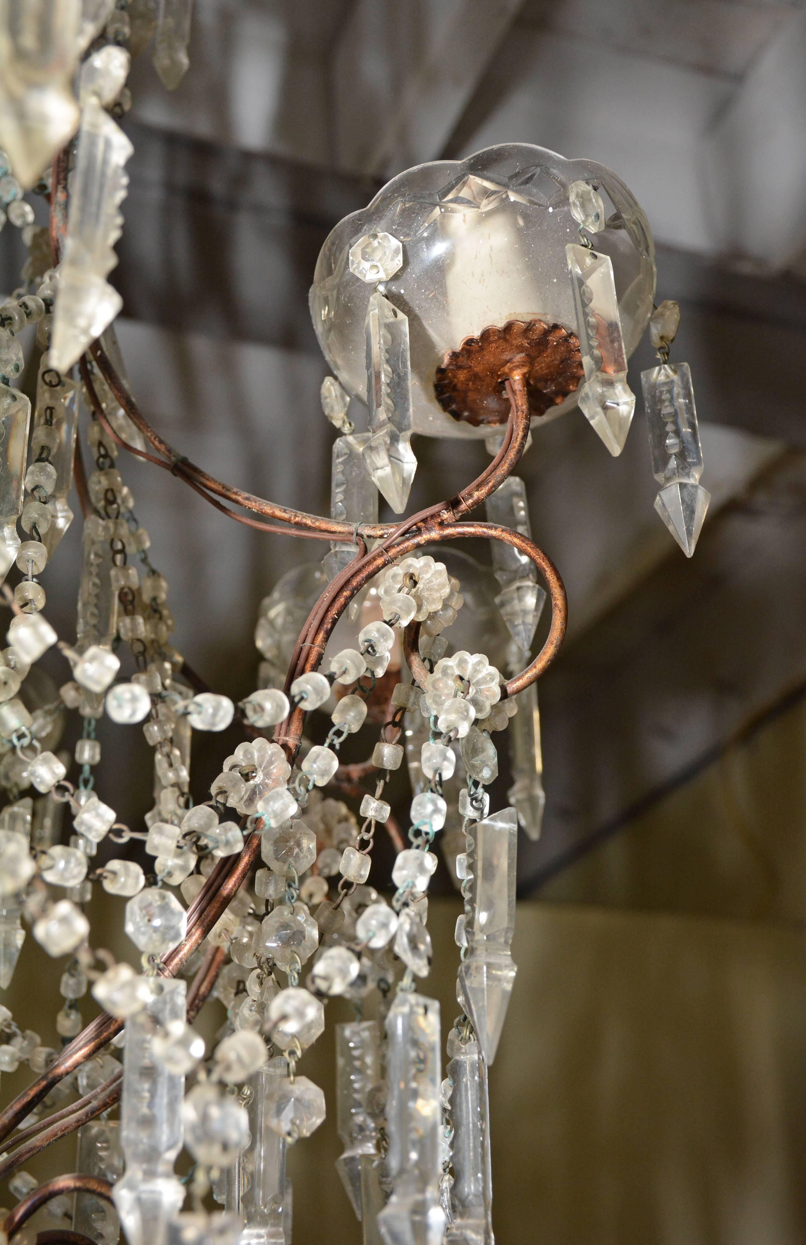 20th Century Vintage Six-Branch Crystal Chandelier