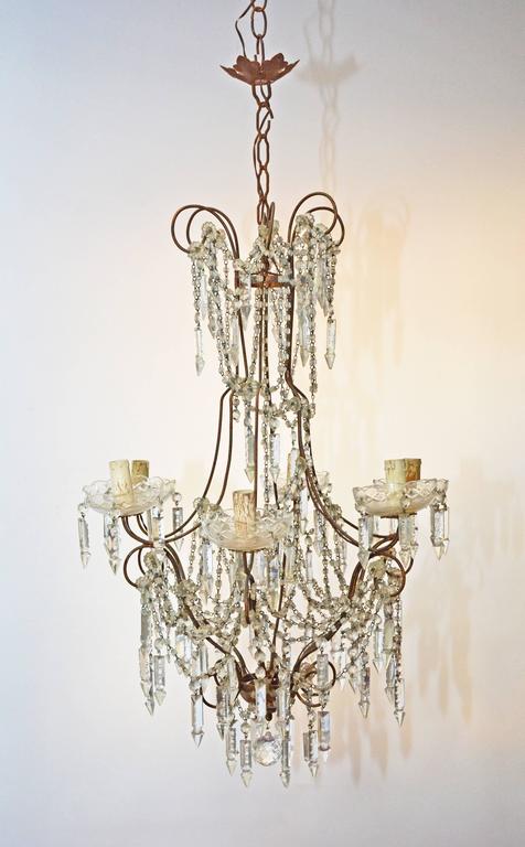 Vintage Six Branch Crystal Chandelier At 1stdibs Vintage Six Branch Crystal Chandelier, Six Branch Crystal Chandelier