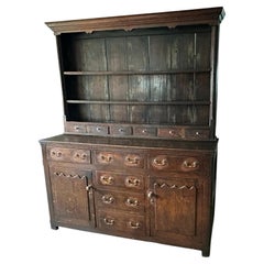 18th C. George III Carved Oak Welsh Dresser