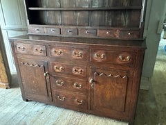 18th C. George III Carved Oak Welsh Dresser