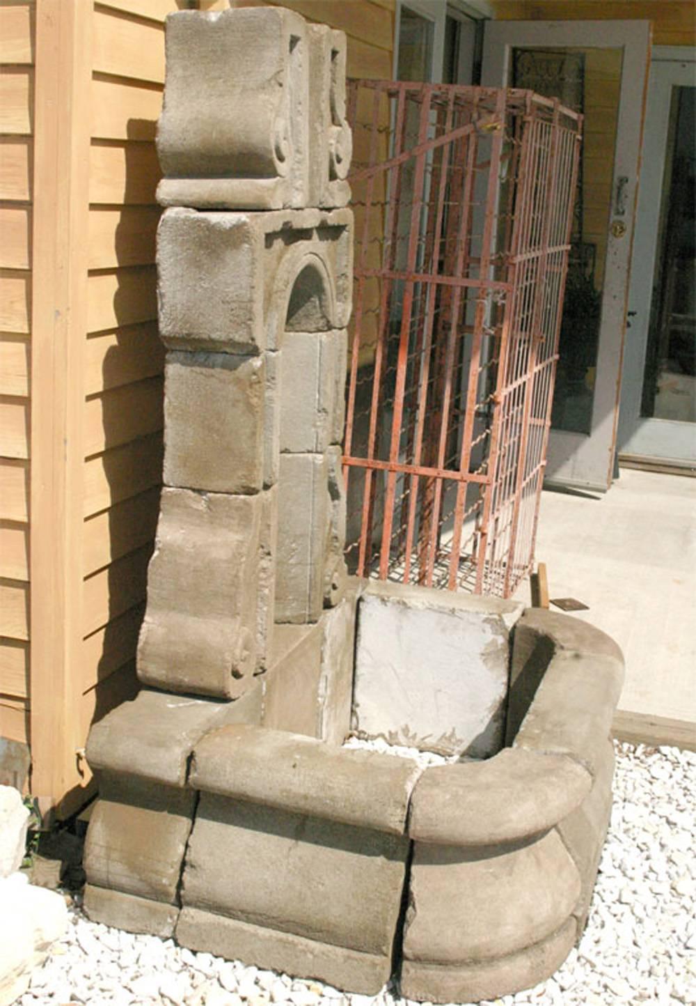 American Cast Concrete French Style Wall Fountain For Sale