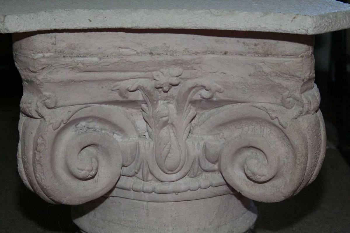 Classical Greek Pair of Cast Concrete Capital Coffee Table or Side Table