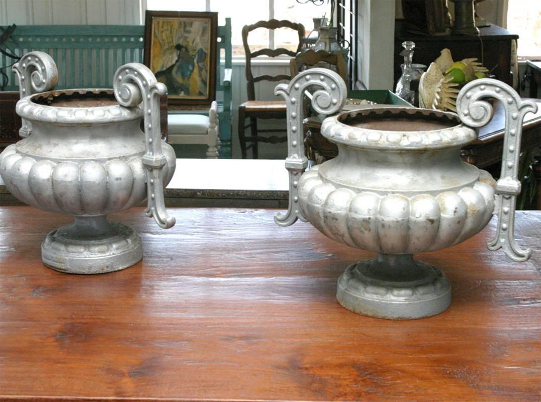 Cast Pair of 19th Century French Garden Urn For Sale