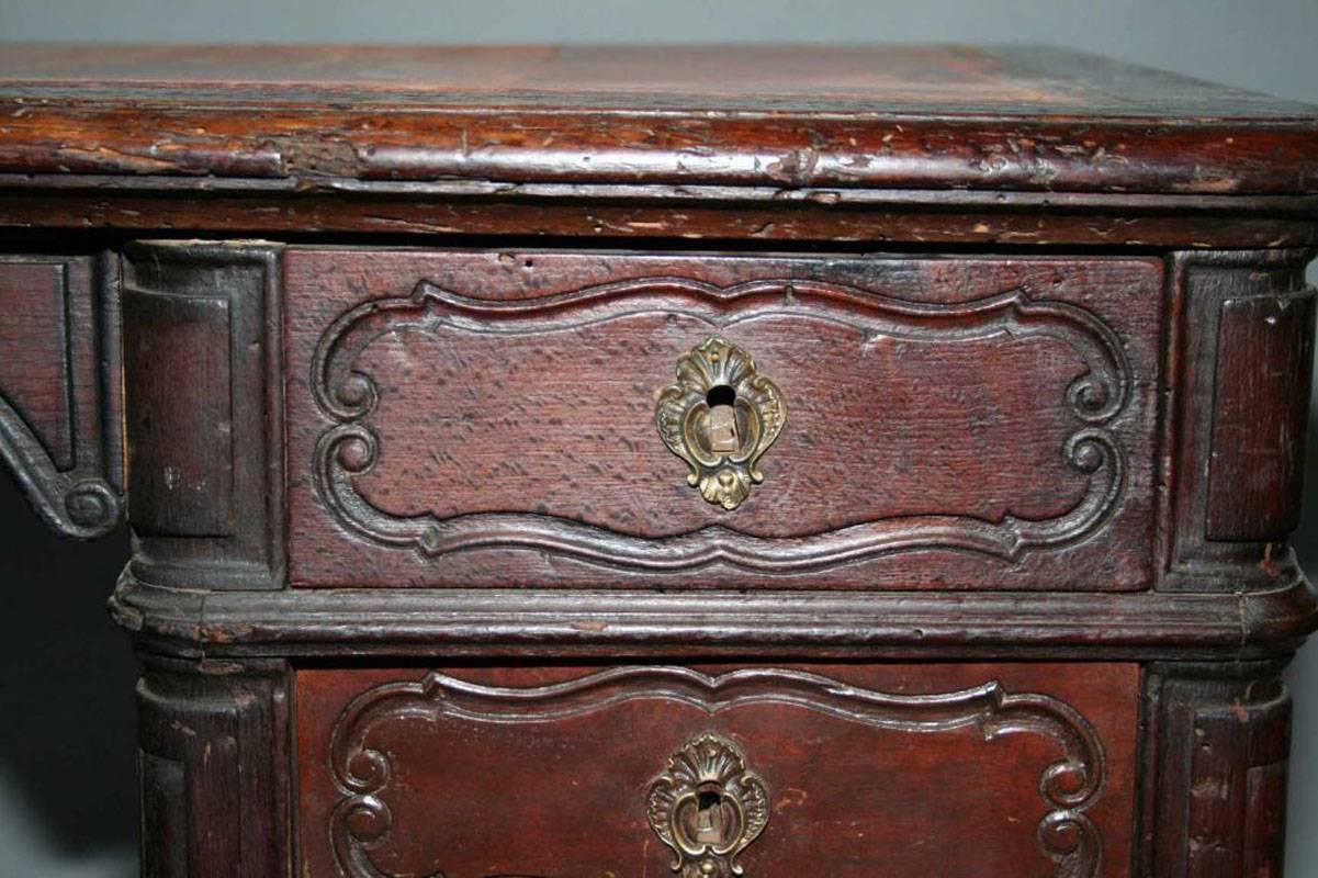 Louis XV knee hole desk with leather writing surface.
 