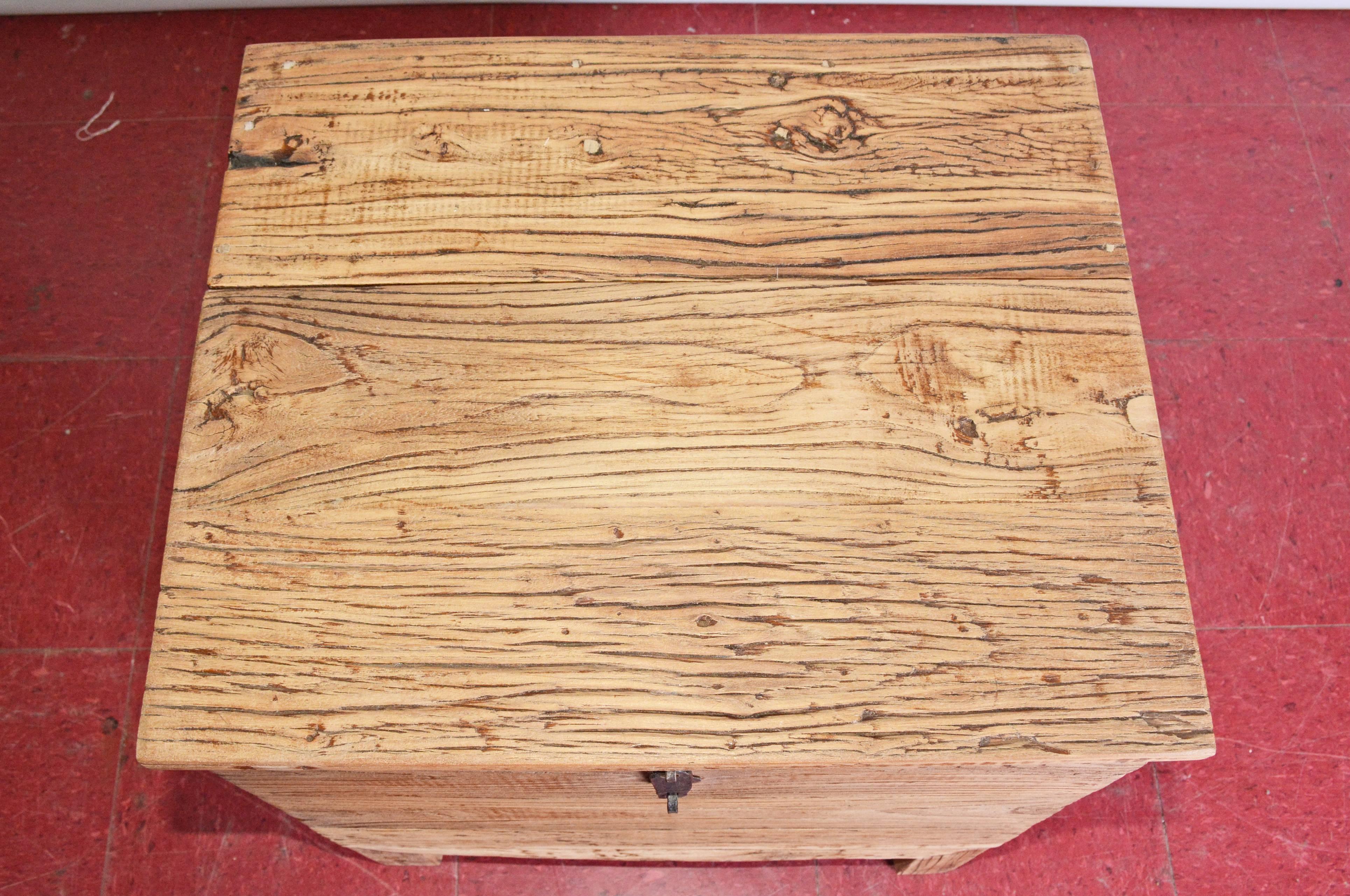 20th Century Rustic Elmwood Storage Box or End Table
