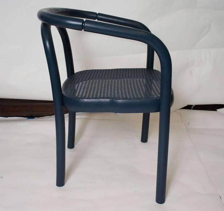 Set of Four Navy Painted Bentwood Armchairs For Sale at 1stdibs