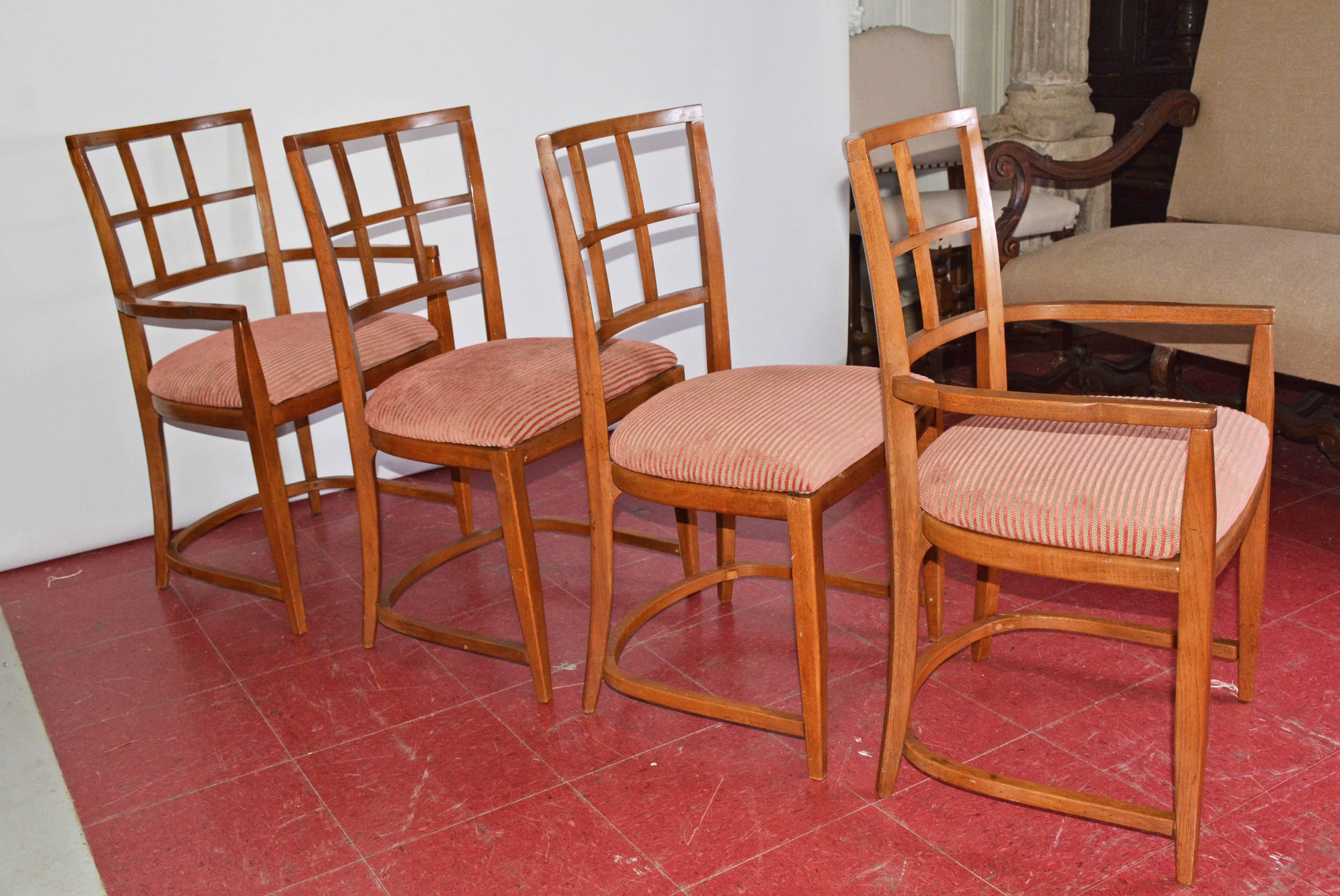 Mid-Century Modern Four Art Deco Dining Chairs