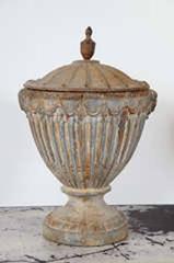 Pair of Neoclassical Cast-Iron Fluted Urns
