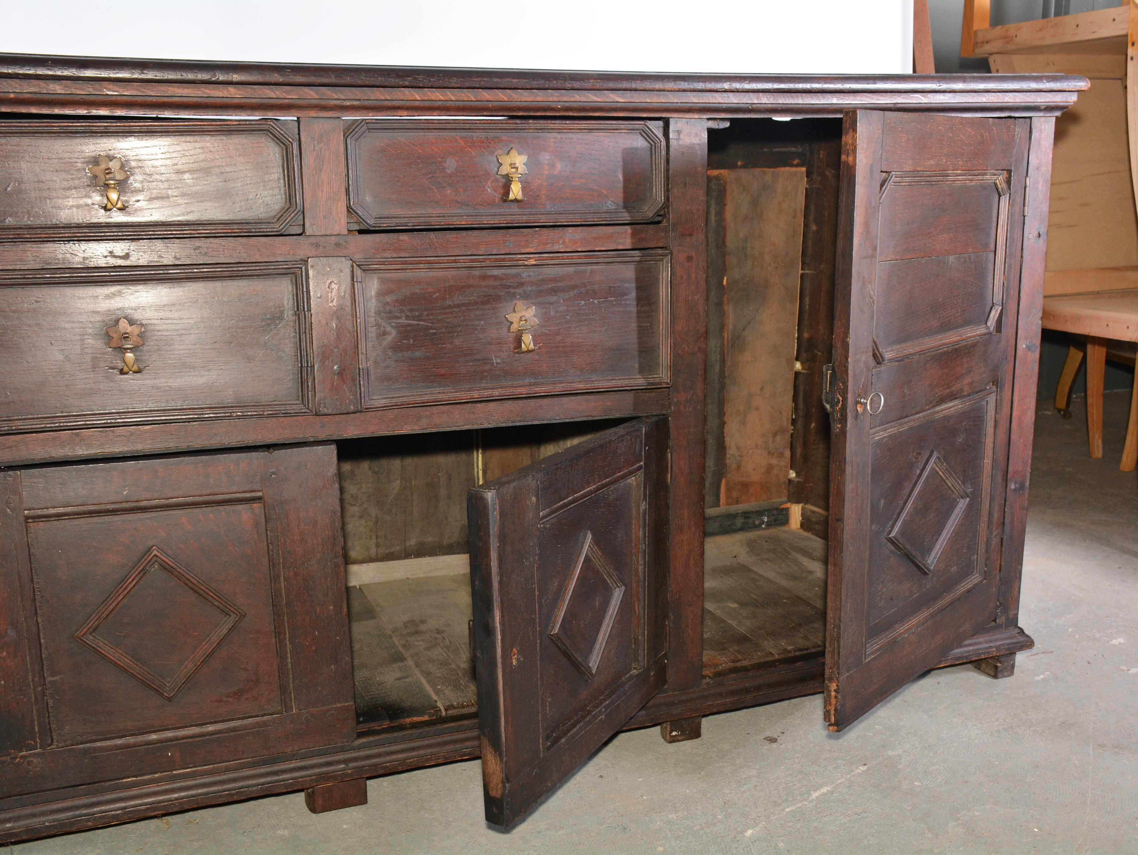 British William & Mary Oak Sideboard For Sale