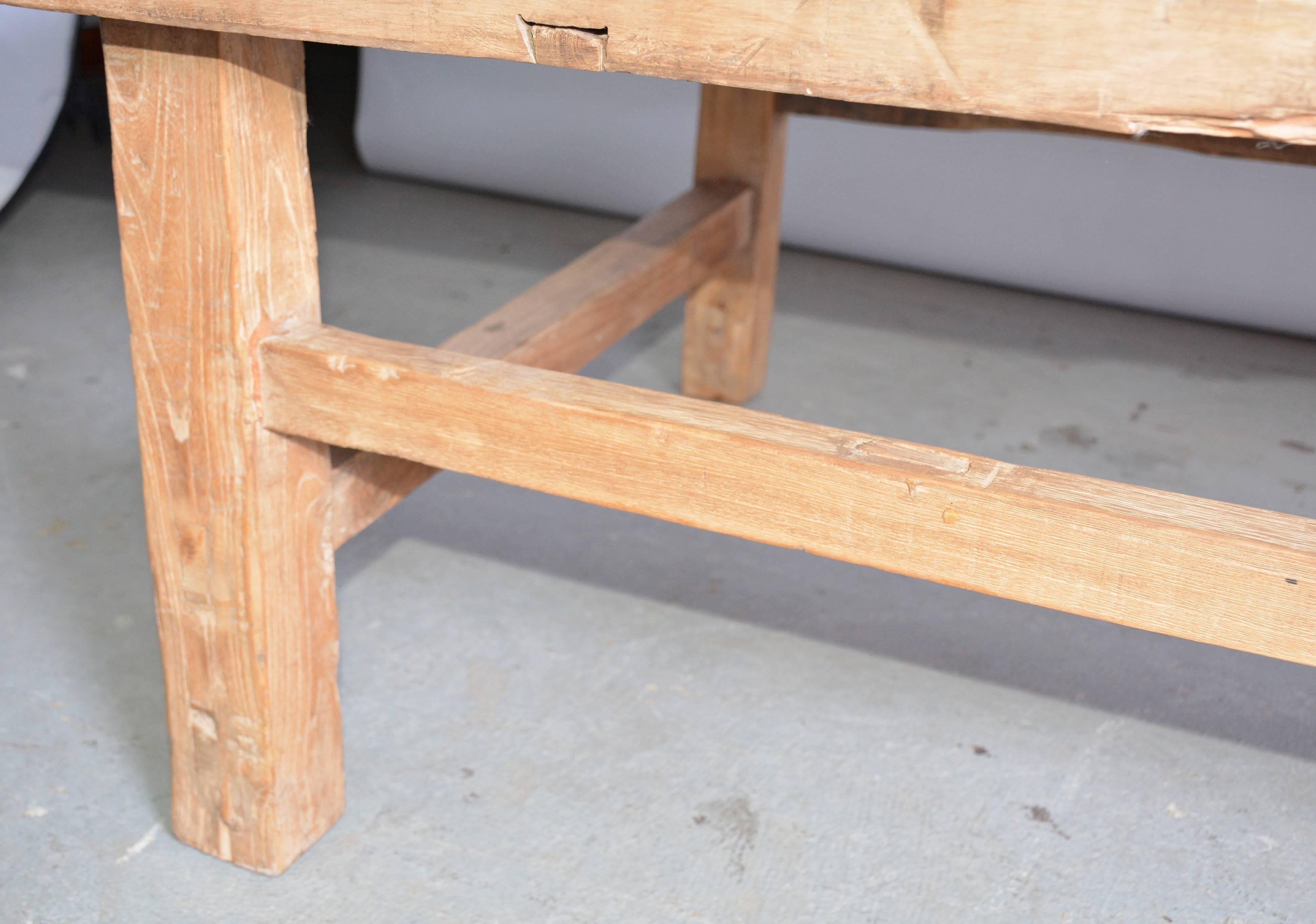 Rustic Teak Coffee Table In Good Condition In Sheffield, MA