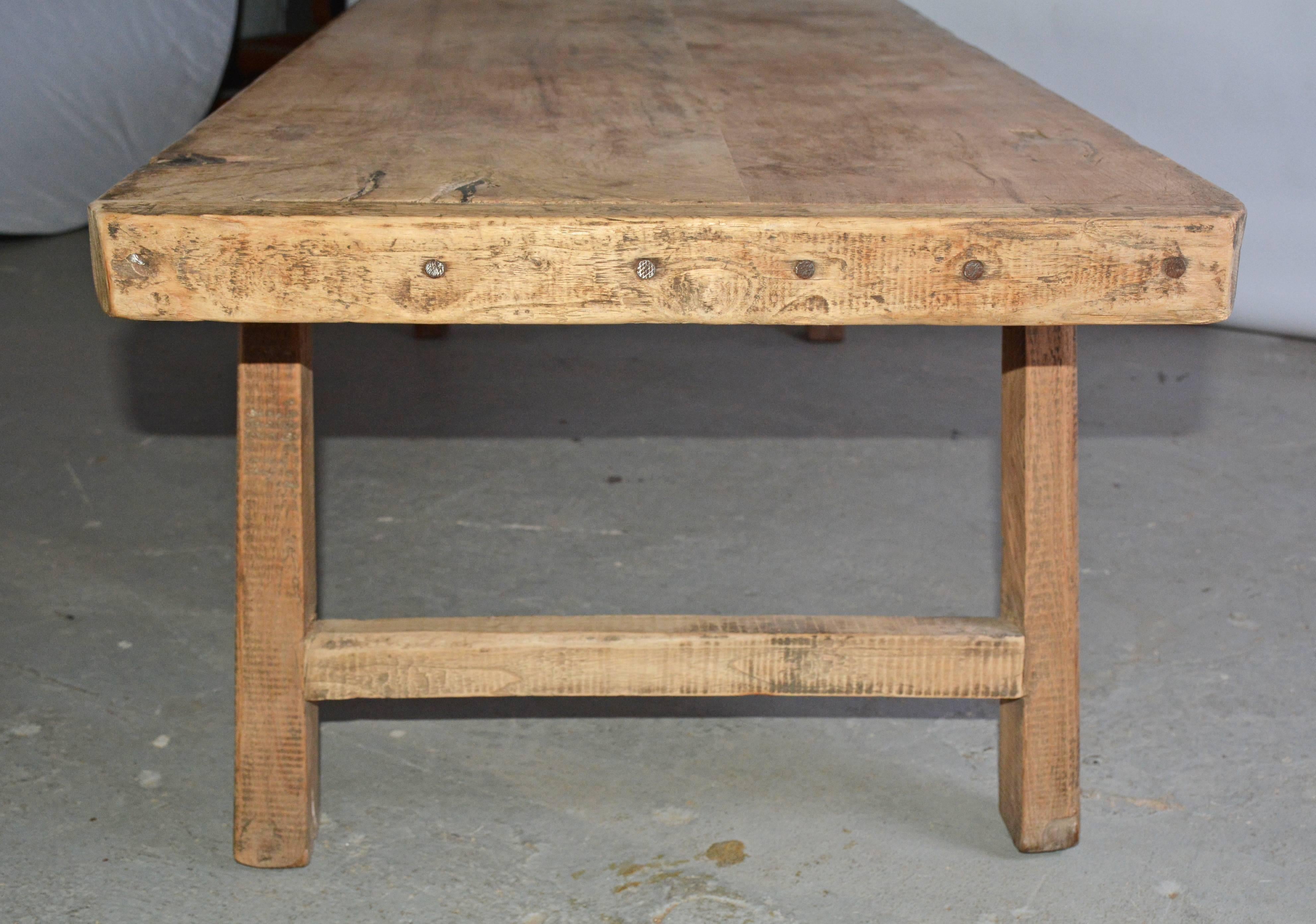 Rustic Teak Coffee Table In Good Condition In Sheffield, MA