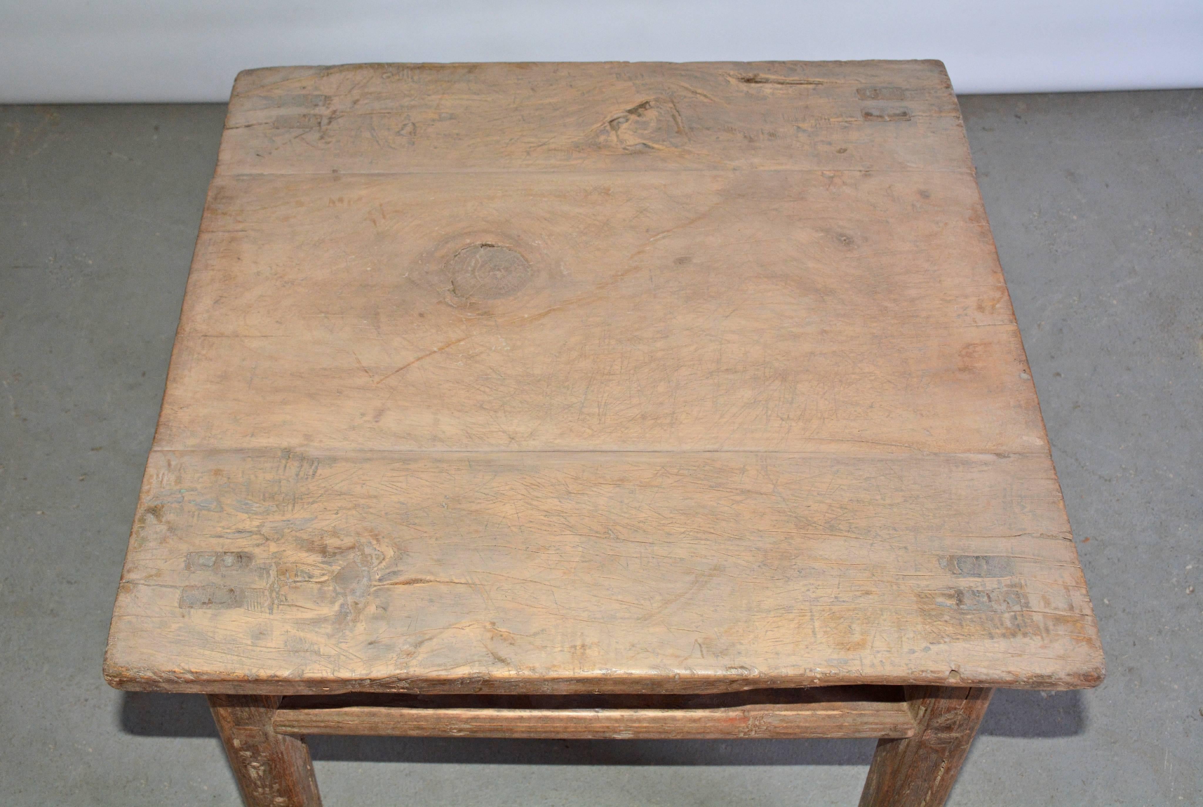 Hand-Crafted Rustic Asian-Style Wood Side Table