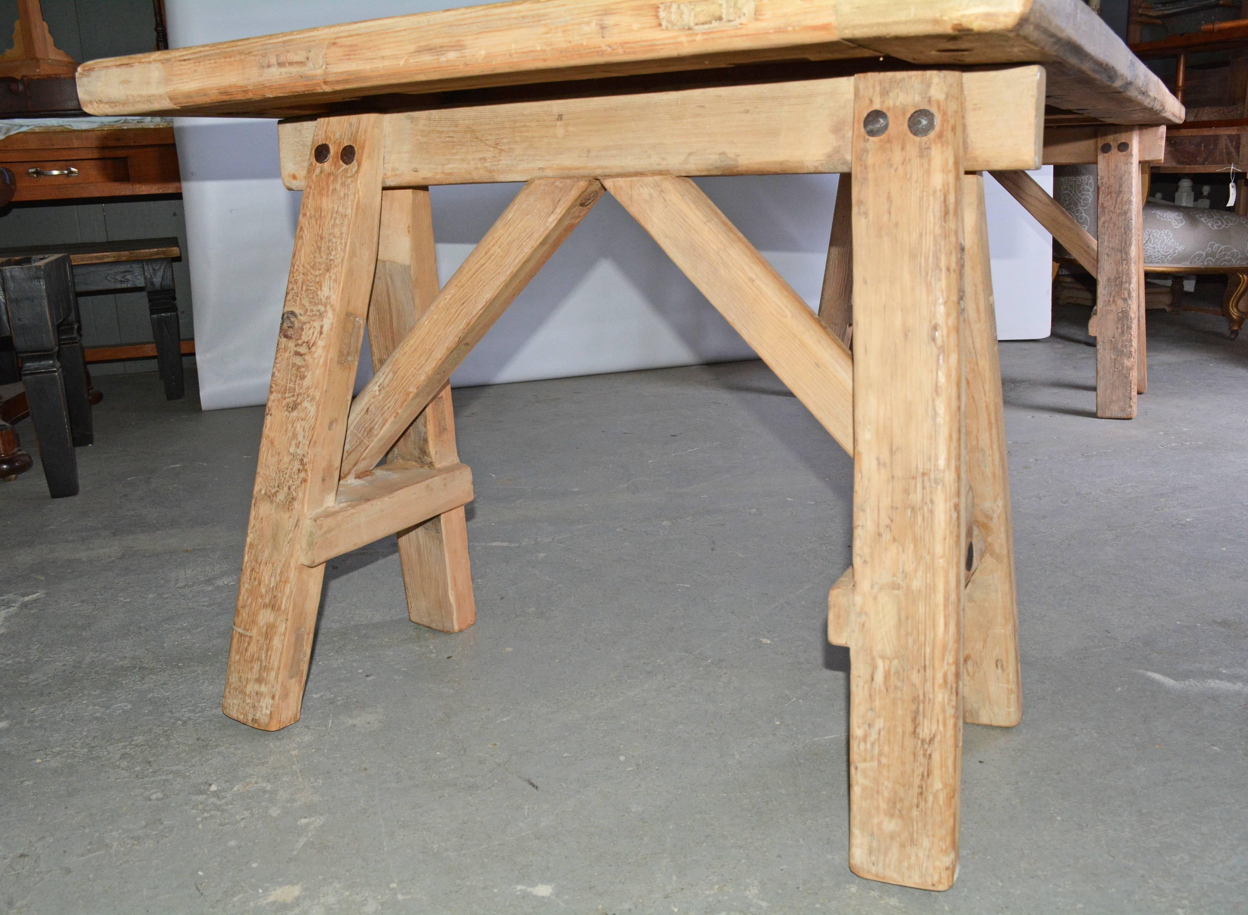 Country Rustic Sawhorse Dining Table