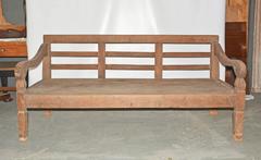 Colonial Hand-Carved Teak Wood Daybed Bench