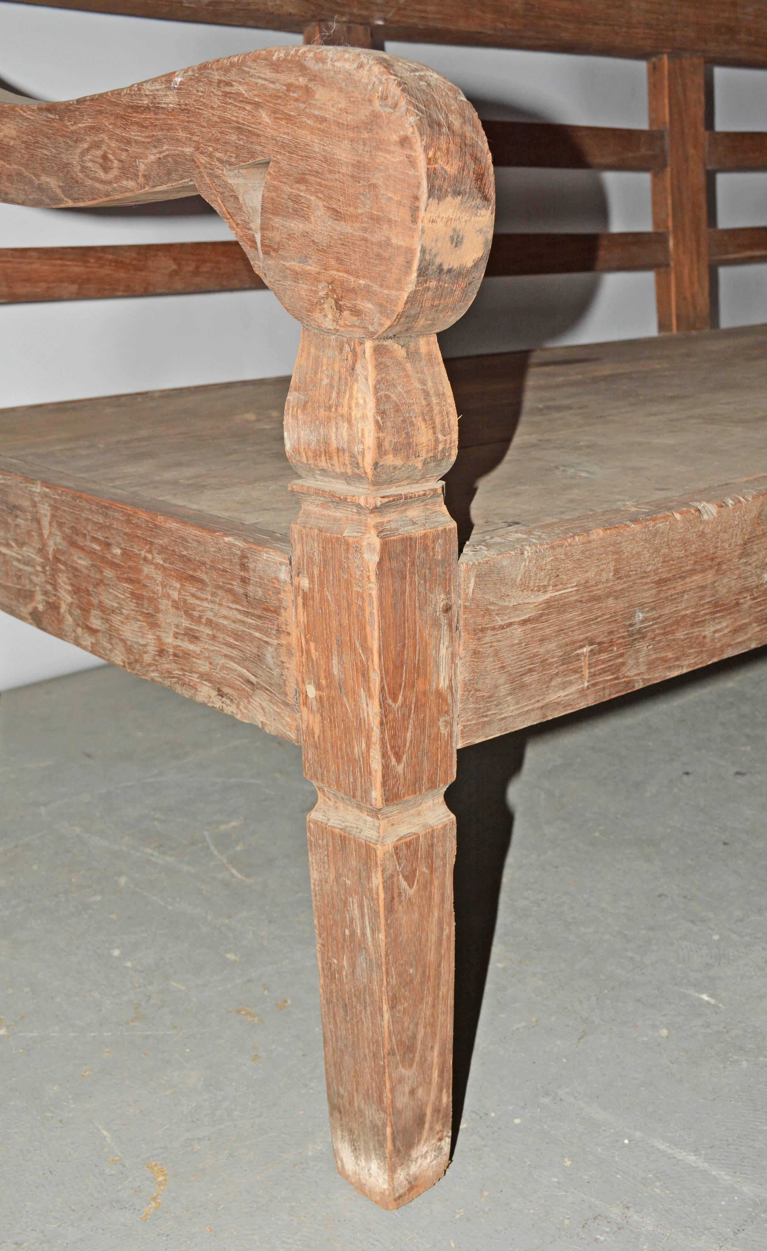 carved teak bench