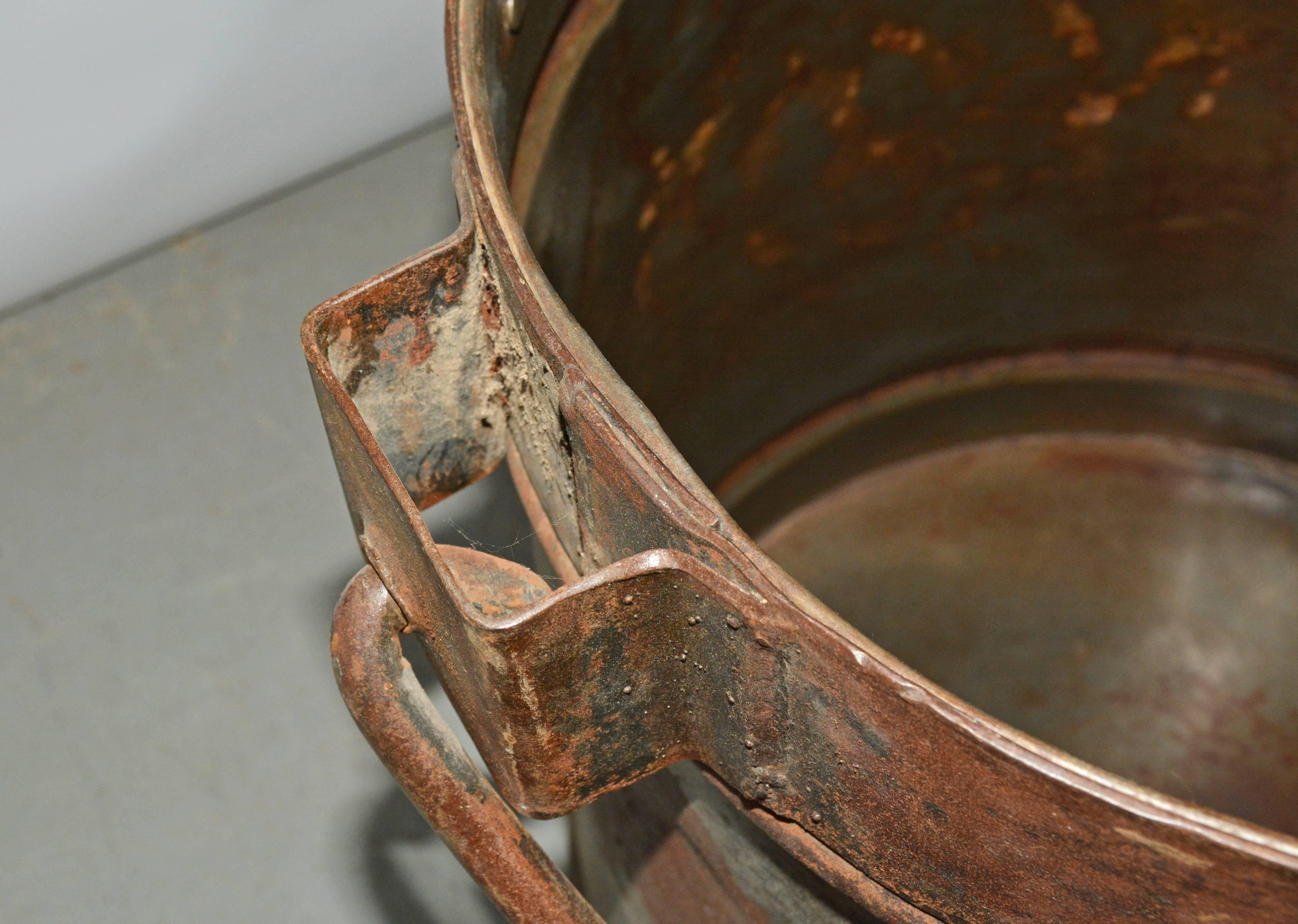 Asian 19th Century Iron Bucket with Handle Sold Singly For Sale