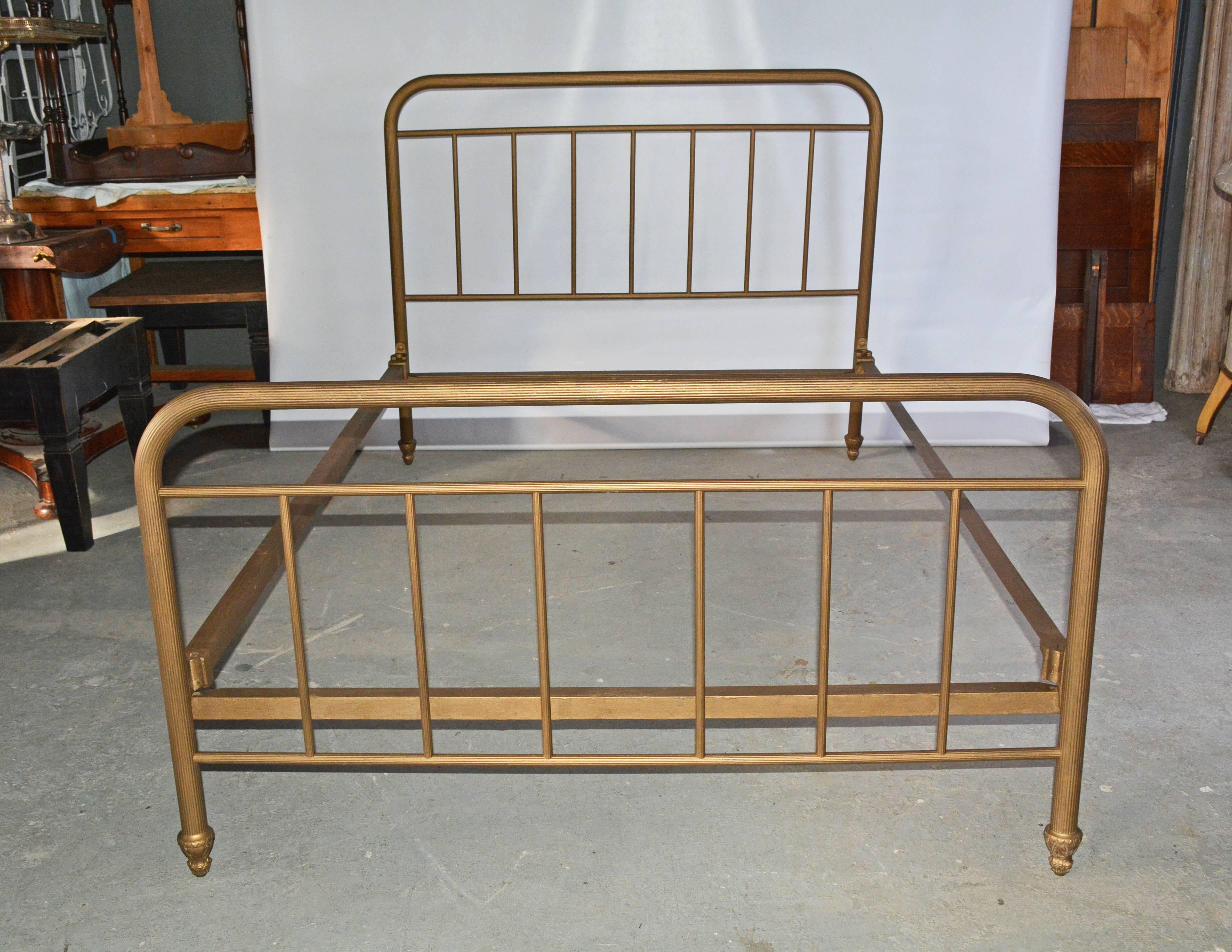Neoclassical Antique Gilt Metal Double Bed