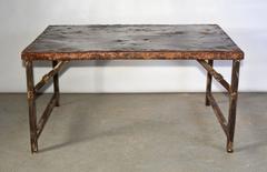 Antique Folding Iron Coffee Table
