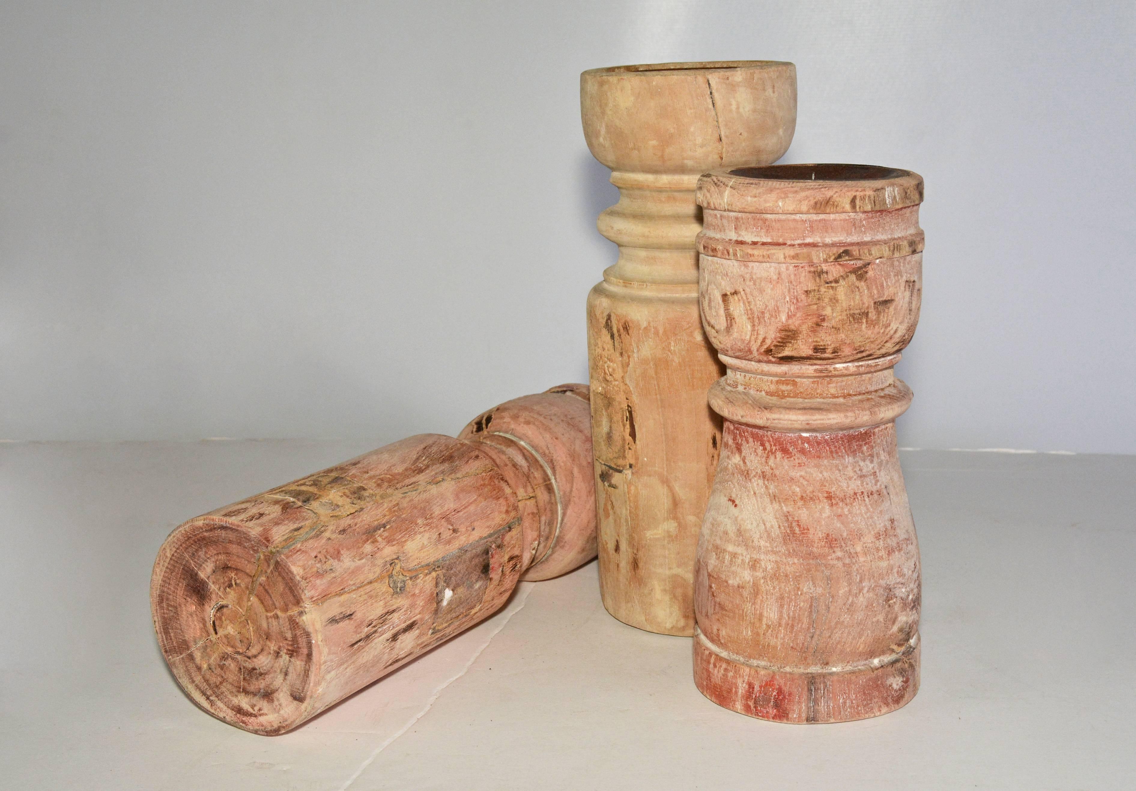 antique wooden candle holder