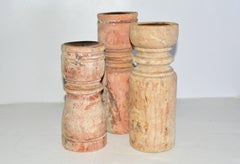Rustic Antique Wood Candle Holders