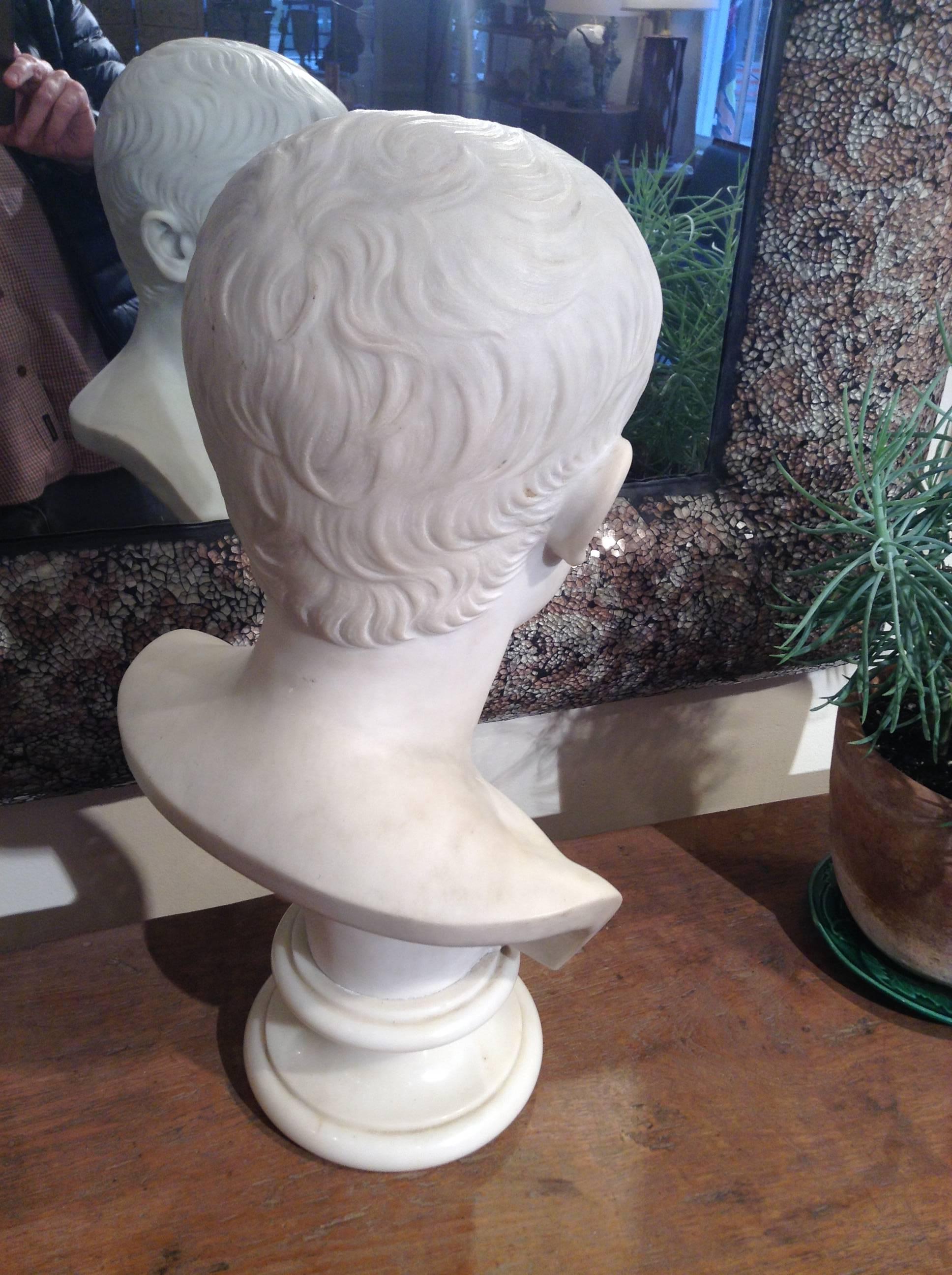 Classical Roman 19th Century Marble Bust of Caesar Augustus