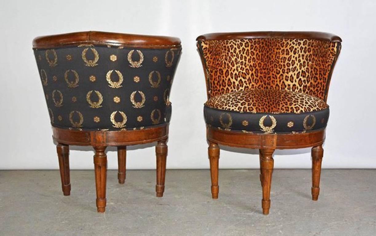 Neoclassical French Barrel Slipper Chairs For Sale