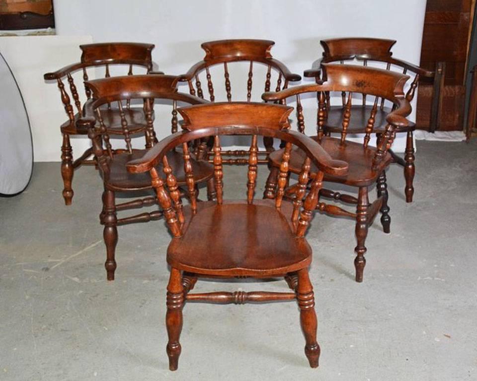 Turned Set of Six English Captains Chairs